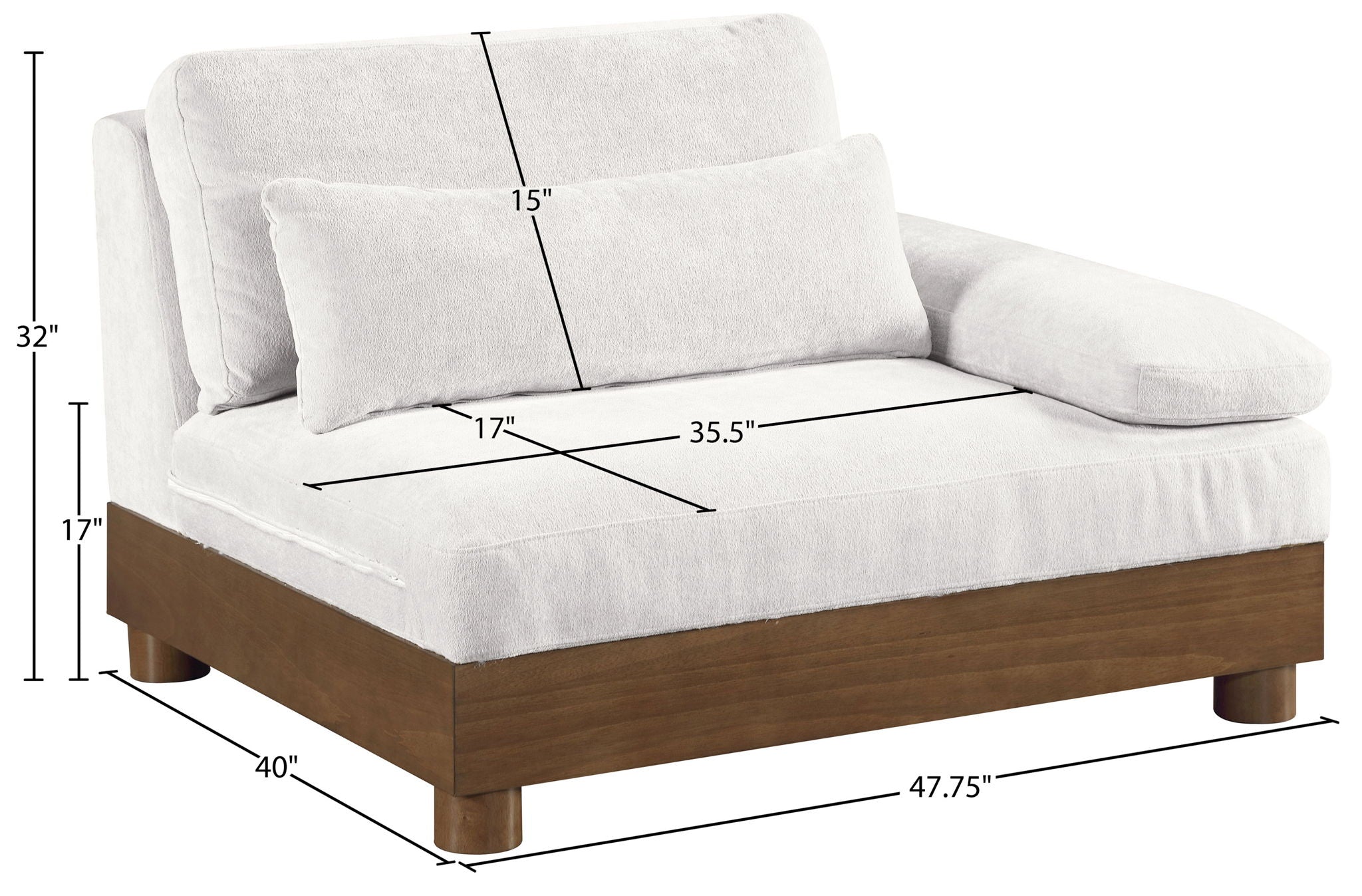 Turin - Chenille Fabric Upholstered Modular Arm Chair - Walnut Base