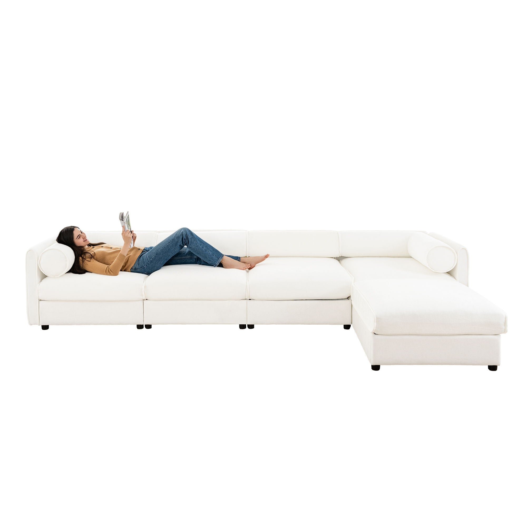 Contemporary Elegant Sofa With Storage And Ottoman