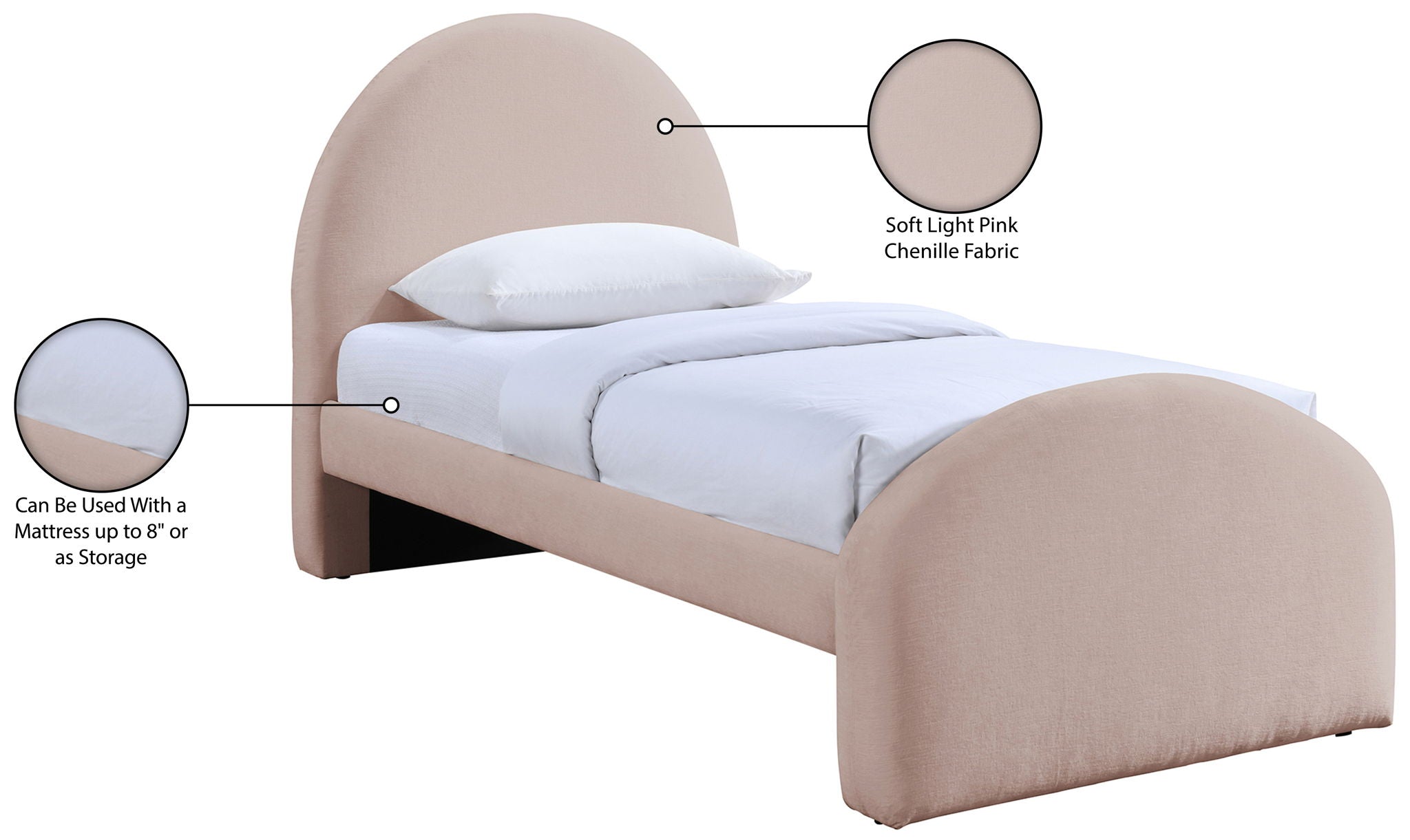 Andaz - Chenille Fabric Upholstered Bed