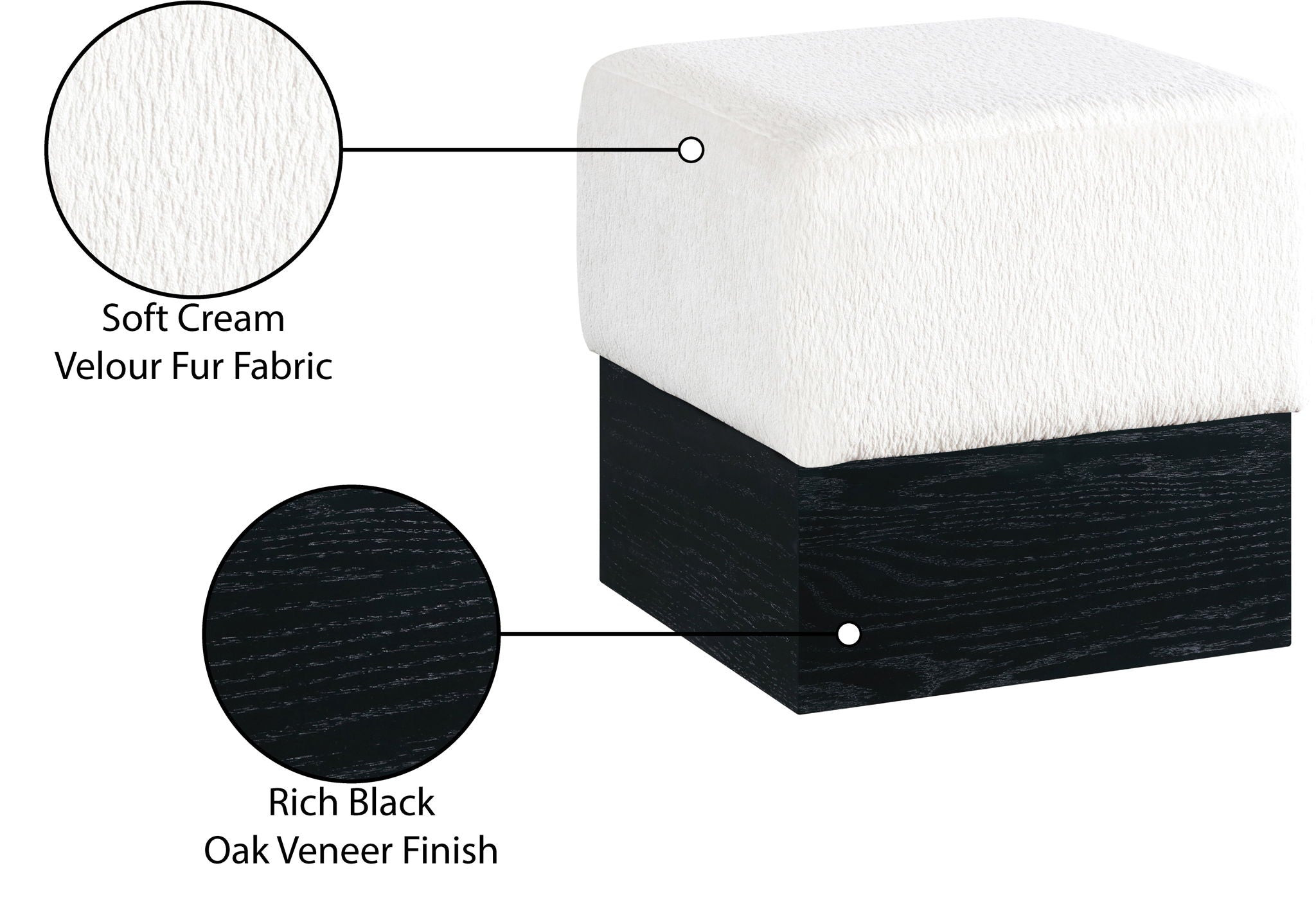 Havre - Ottoman / Stool With Black Base