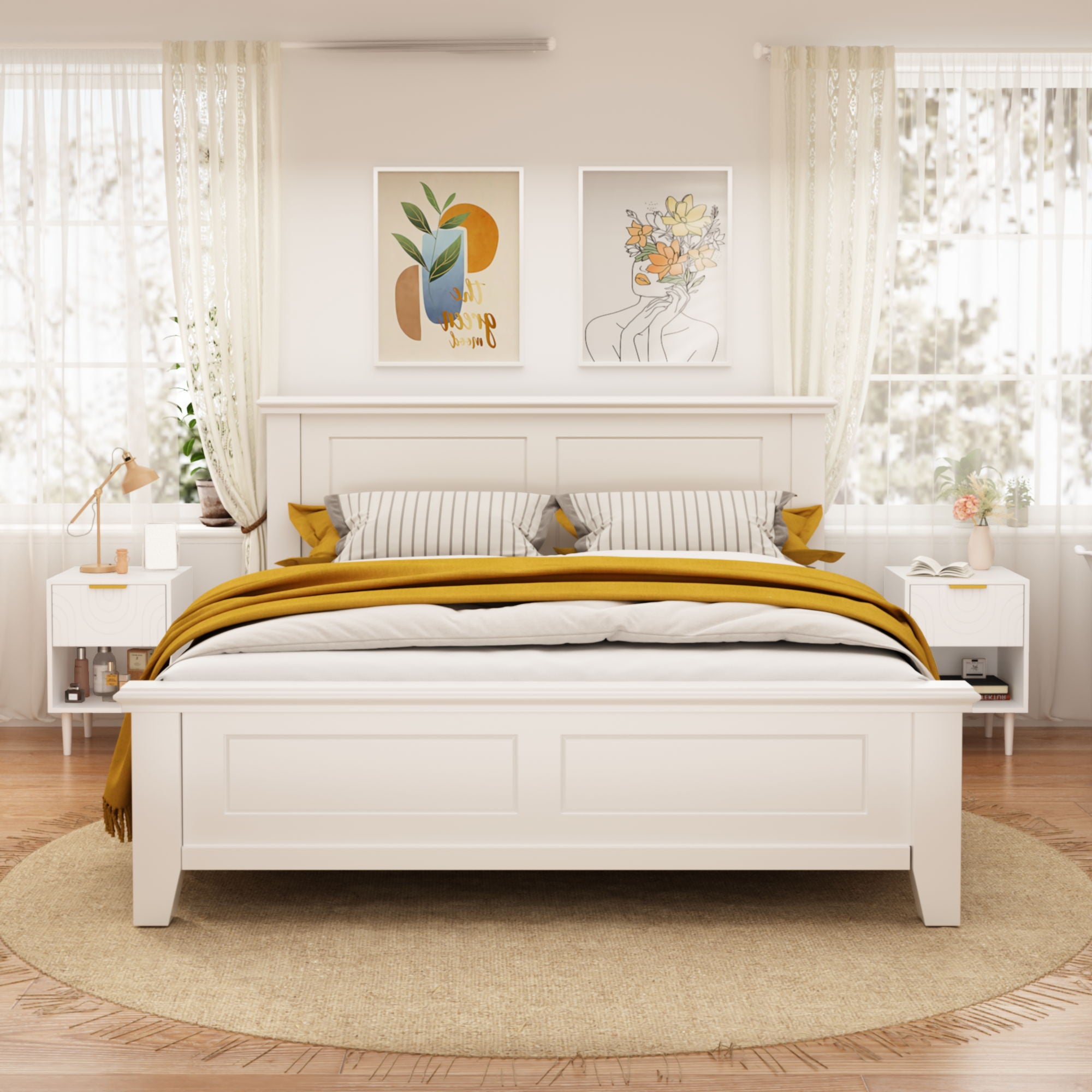Nightstand With 1 Drawer And Open Shelf - White