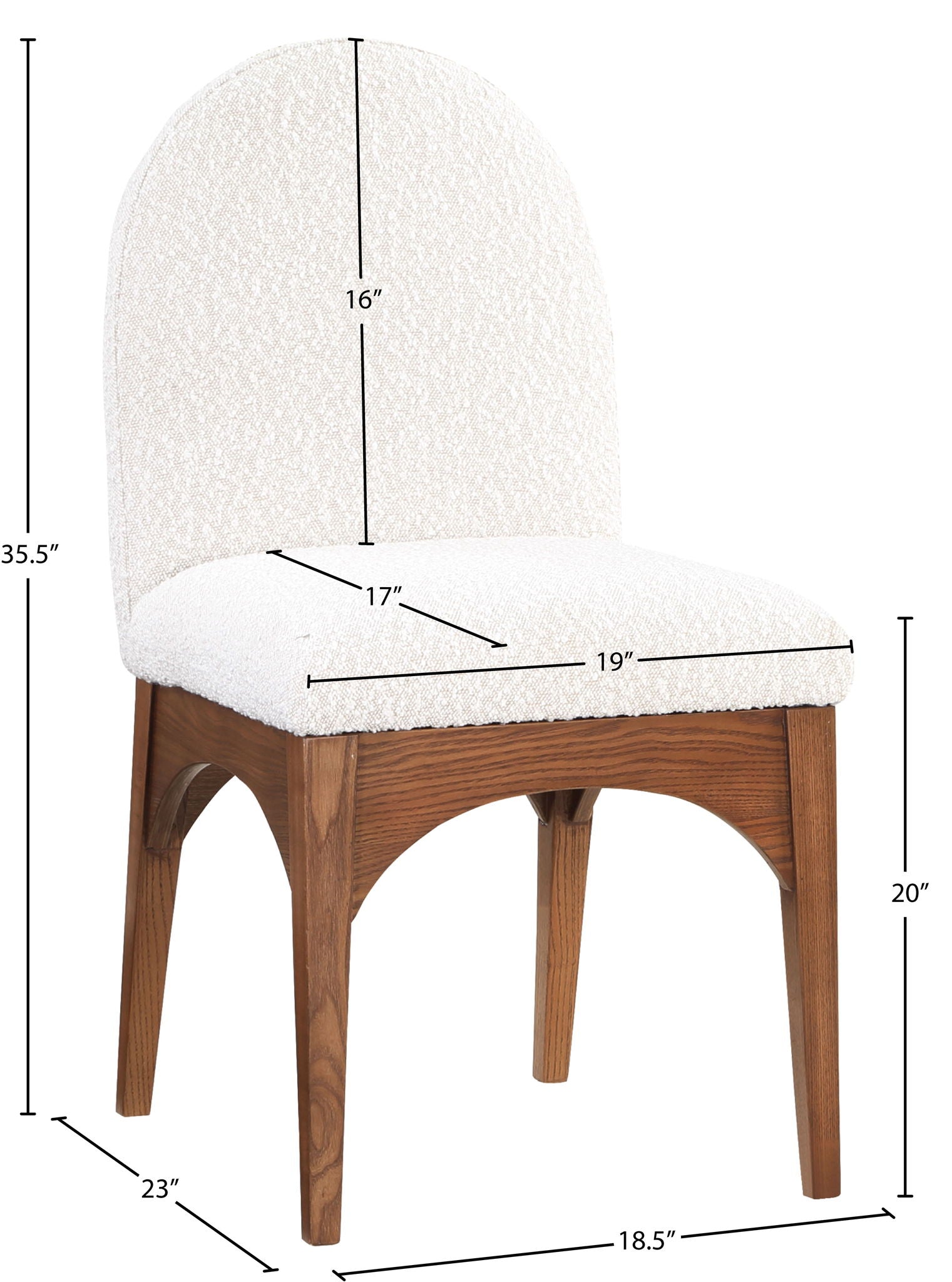 Waldorf - Boucle Dining Side Chair With Brown Legs
