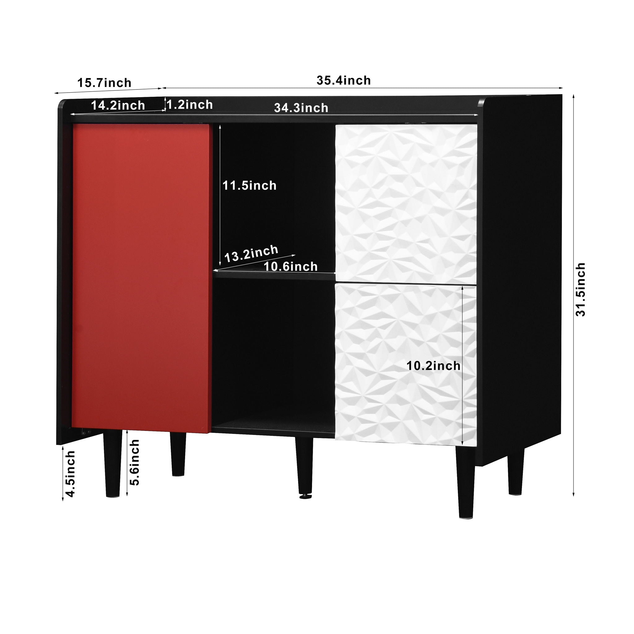 Modern Sideboard Buffet Cabinet With Doors And Unique Panel Styling