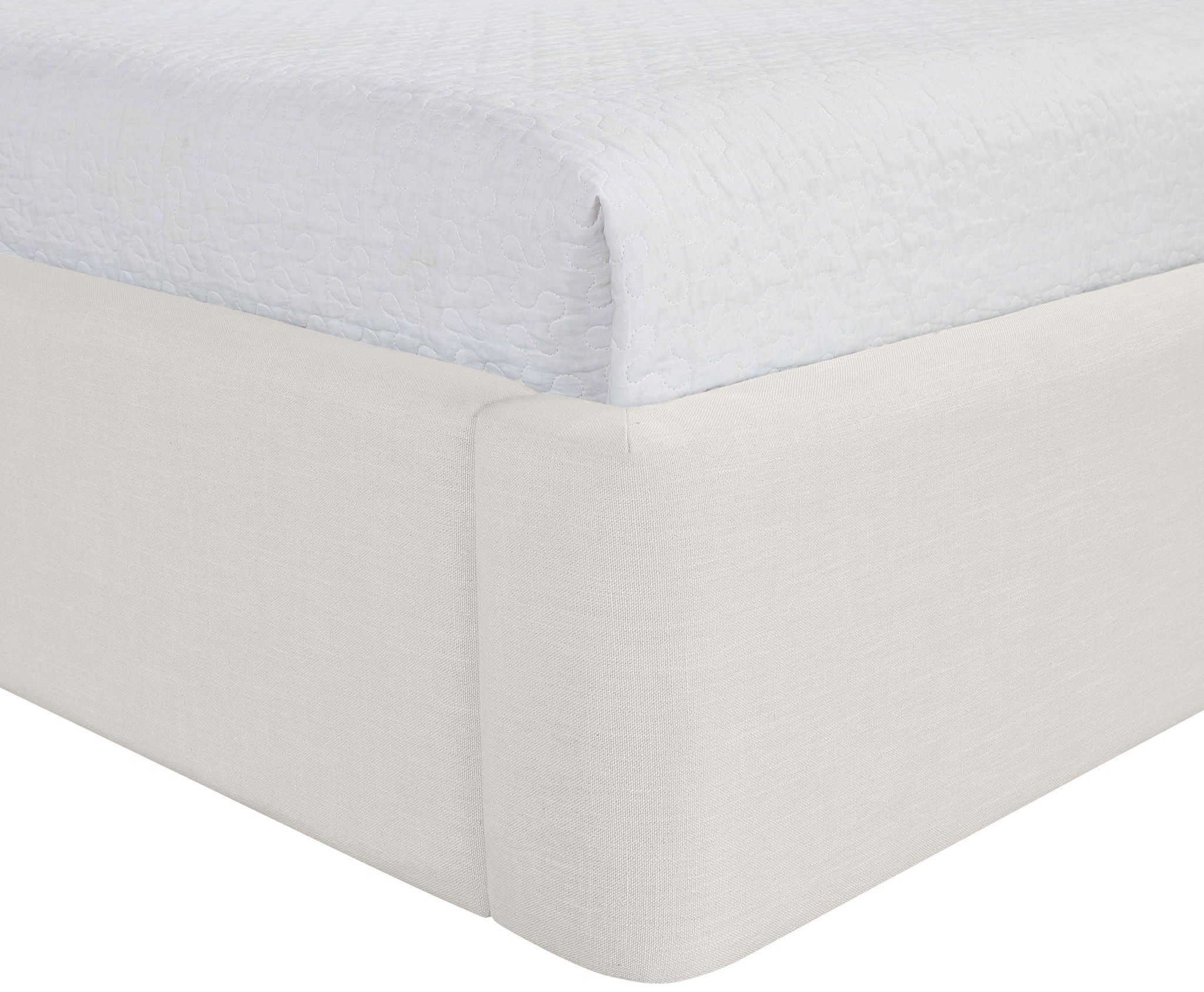 Kendall - Linen Textured Fabric Upholstered Bed - Cream