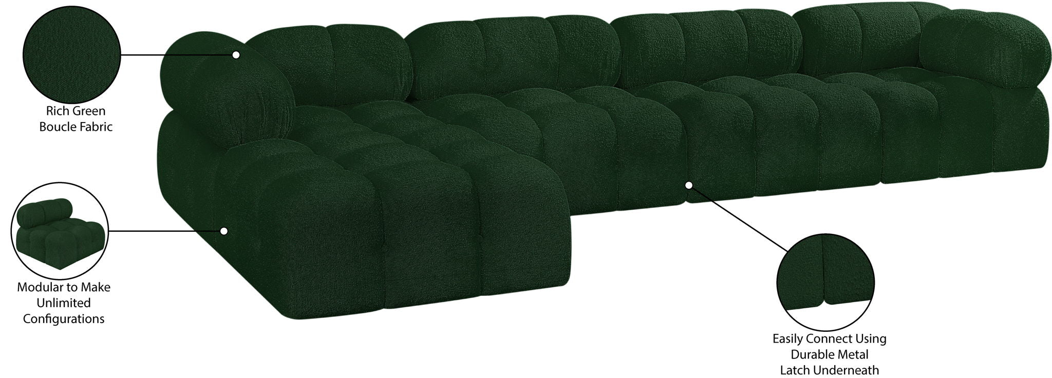 Ames - 5 Piece Fabric Modular Sectional