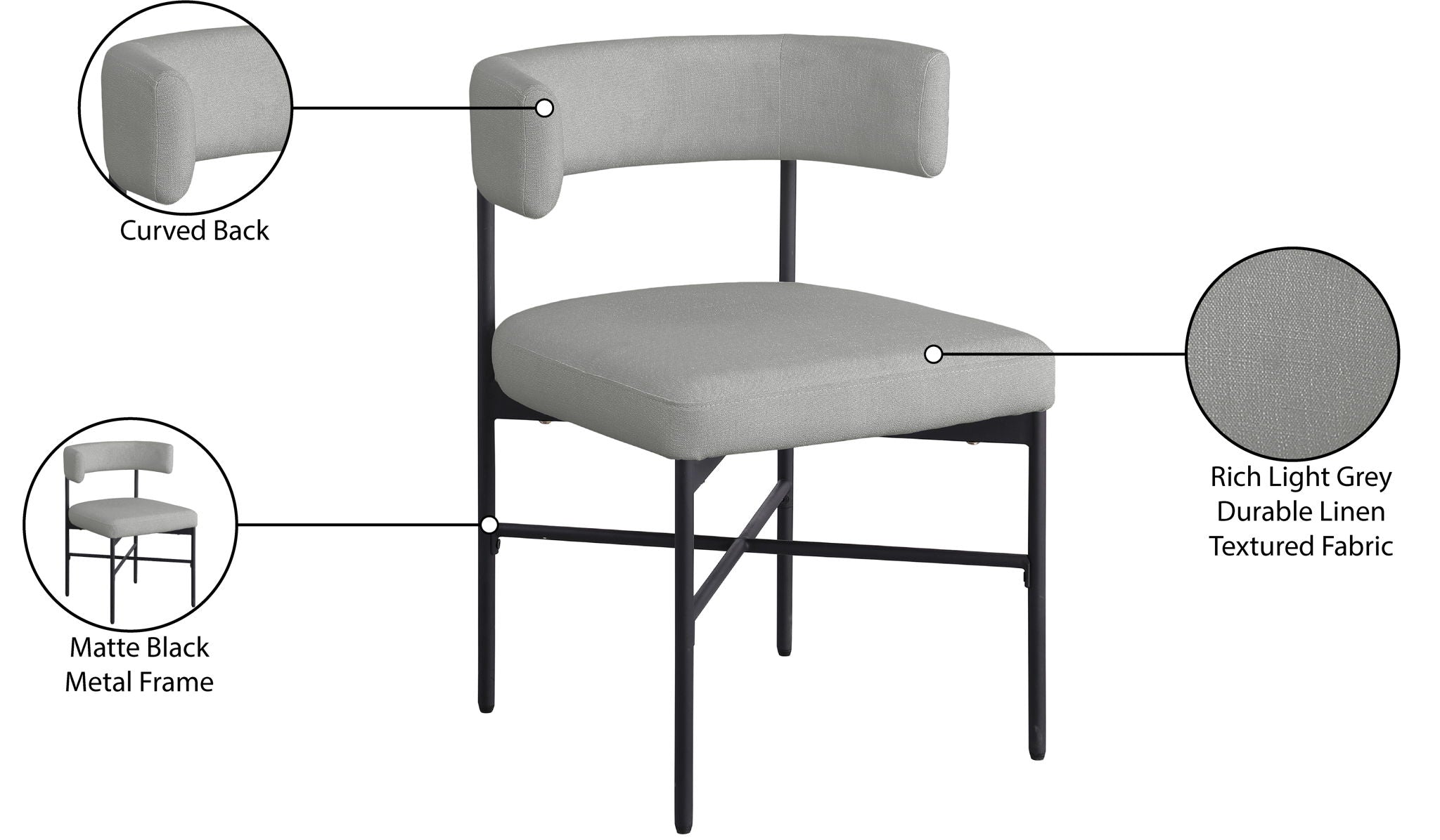 Rivage - Durable Dining Chair With Black Frame (Set of 2)
