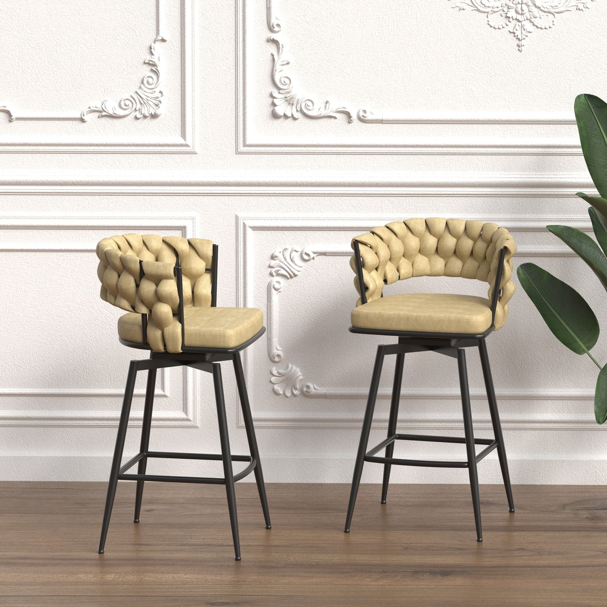 Bar Stool 360 Swivel With Back Footrest