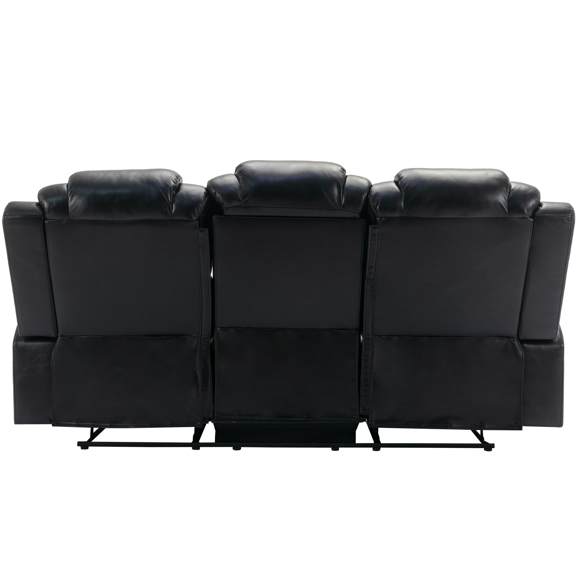 3 Pieces Recliner Sofa Sets Home Theater Seating Manual Recliner Chair With Center Console And LED Light Strip For Living Room