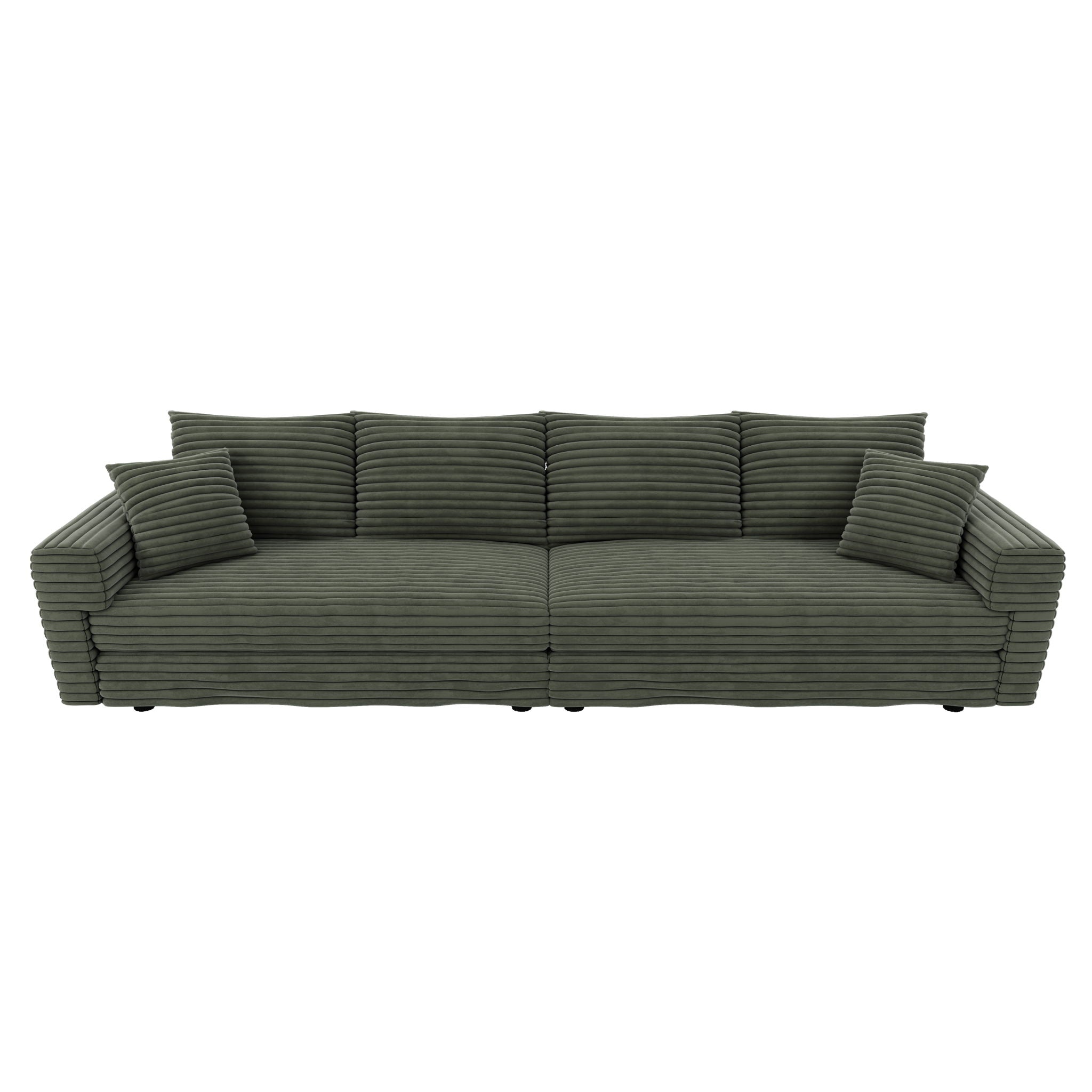 Convertible Deep Seat Sofa With Soft Pillows And Ottomans