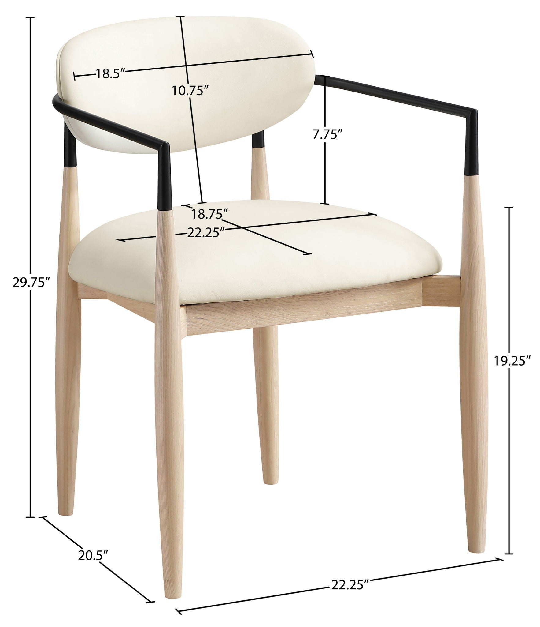 Riccio - Faux Leather Dining Arm Chair (Set of 2) - Natural Frame