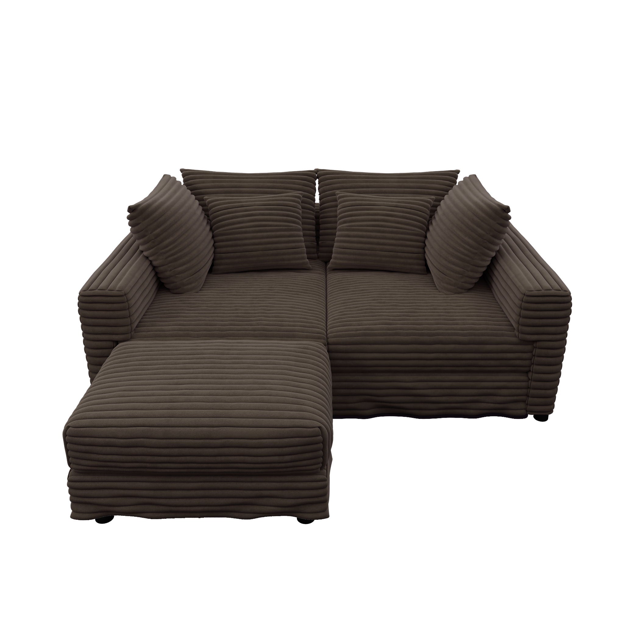 Deep Seat Convertible Sofa With Soft Pillows And Ottomans