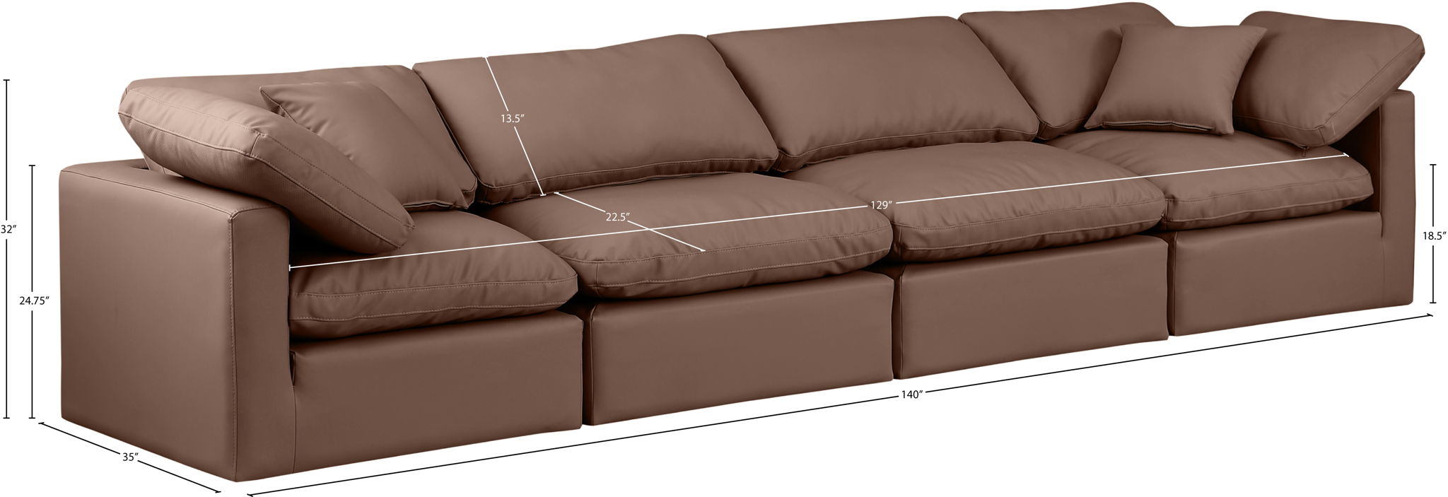 Indulge - Faux Leather 4 Seat Modular Sofa