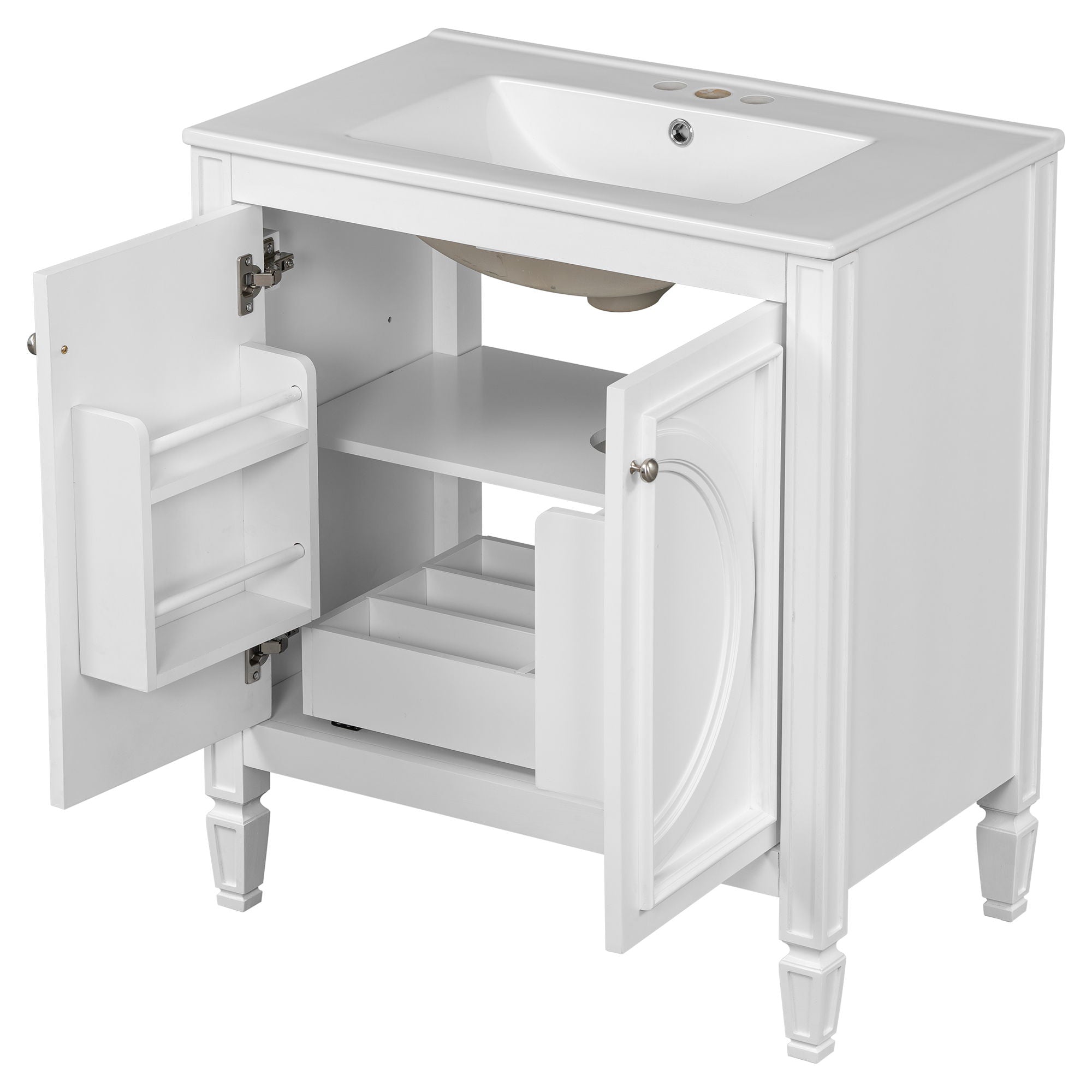 Double Sink Bathroom Vanity Set With Wall Mount Mirror Cabinet