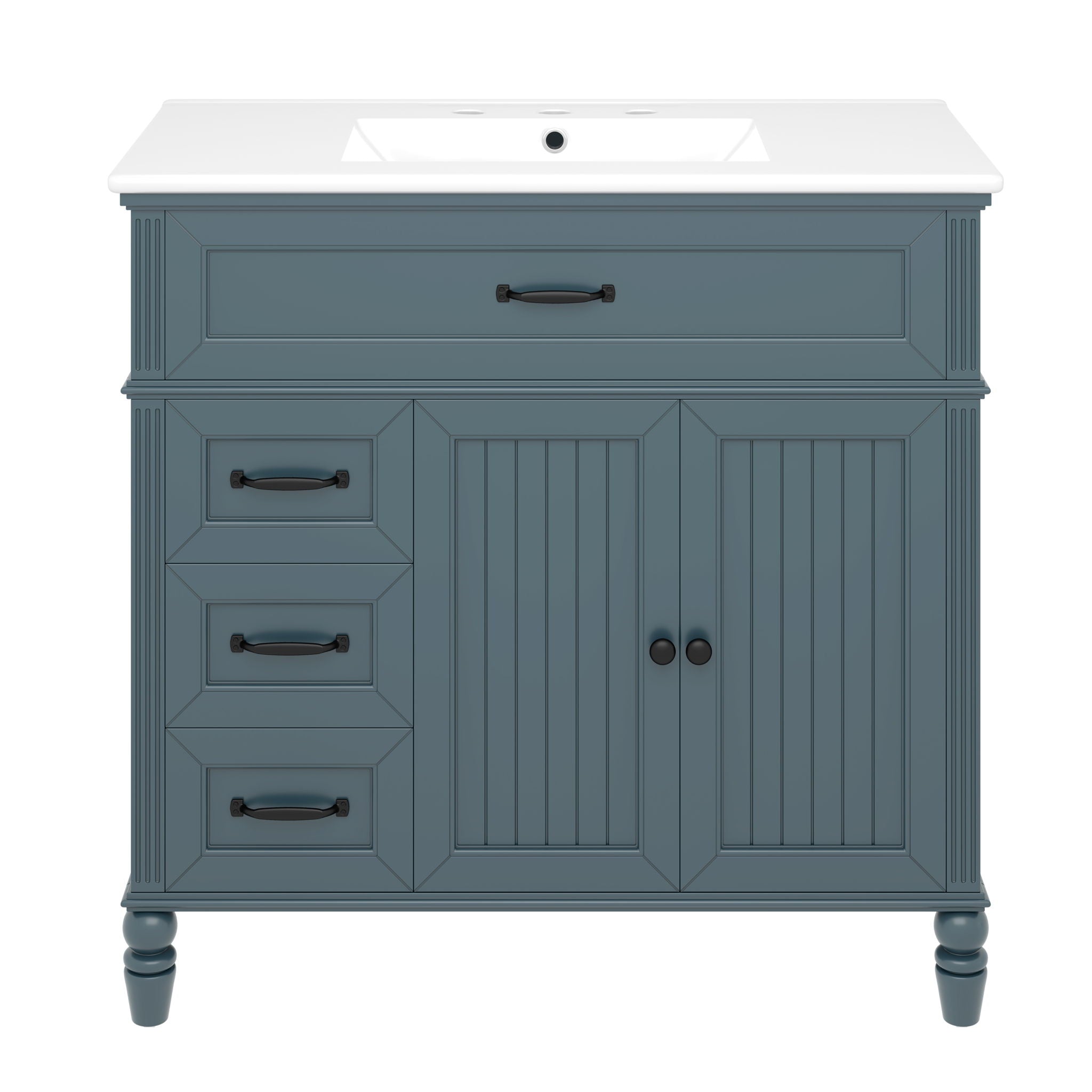 Bathroom Vanity With Sink, 2 Doors 2 Drawers, Freestanding Design