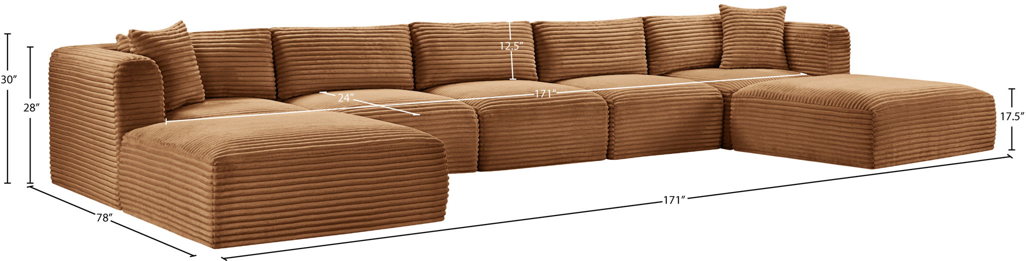 Shaggy - Fabric 7 Piece Modular Sectional With 2 Ottomans