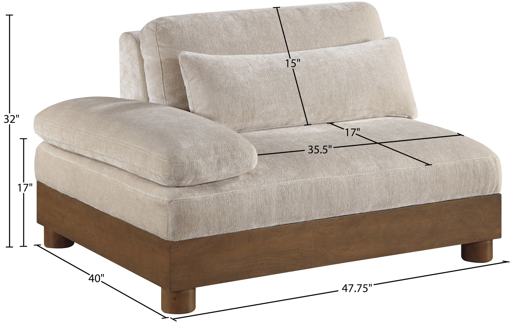 Turin - Fabric Upholstered Modular Arm Chair - Taupe
