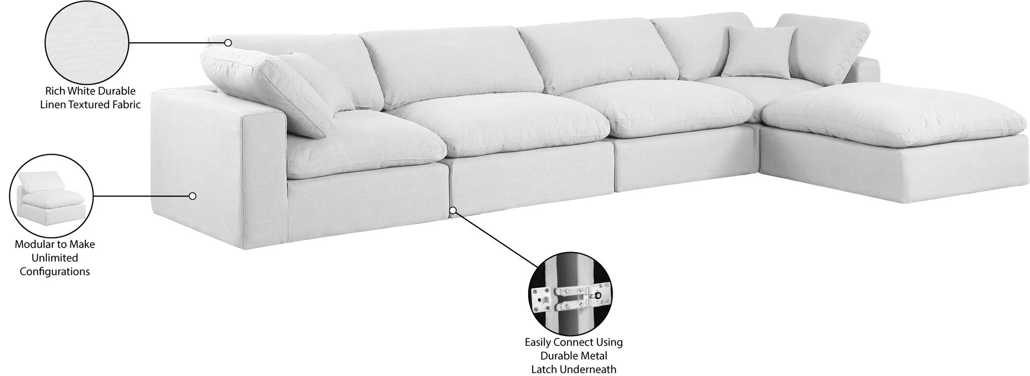 Comfy - 5 Piece Linen Modular Sectional With Chaise