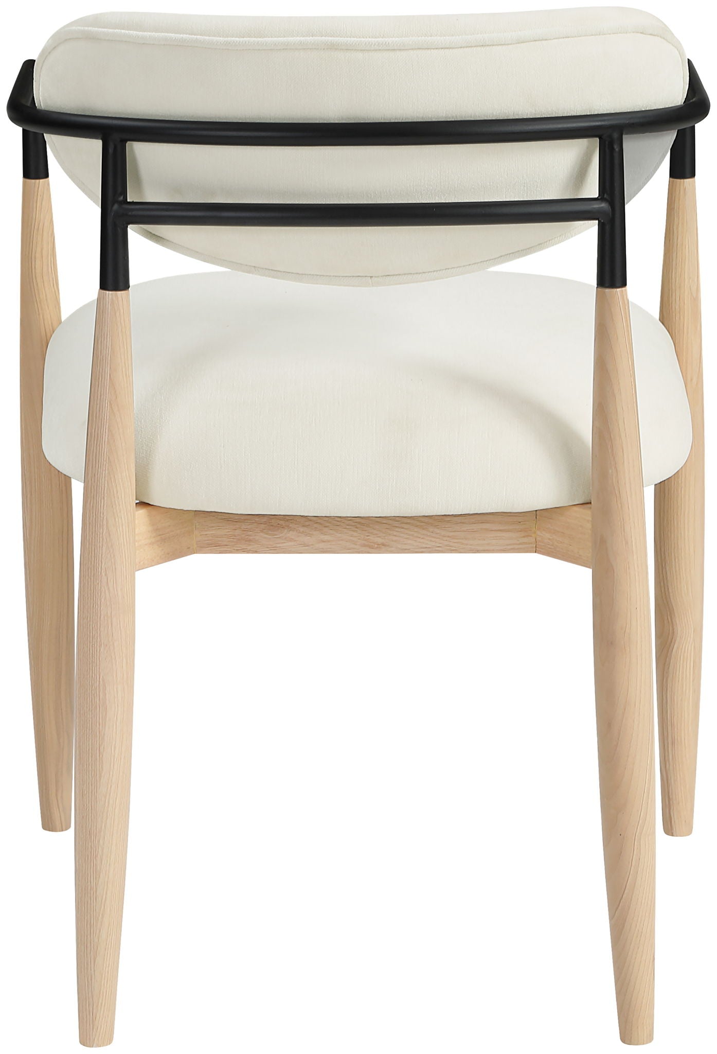 Riccio - Performance Fabric Upholstered Dining Arm Chair (Set of 2) With Light Brown Legs - Cream