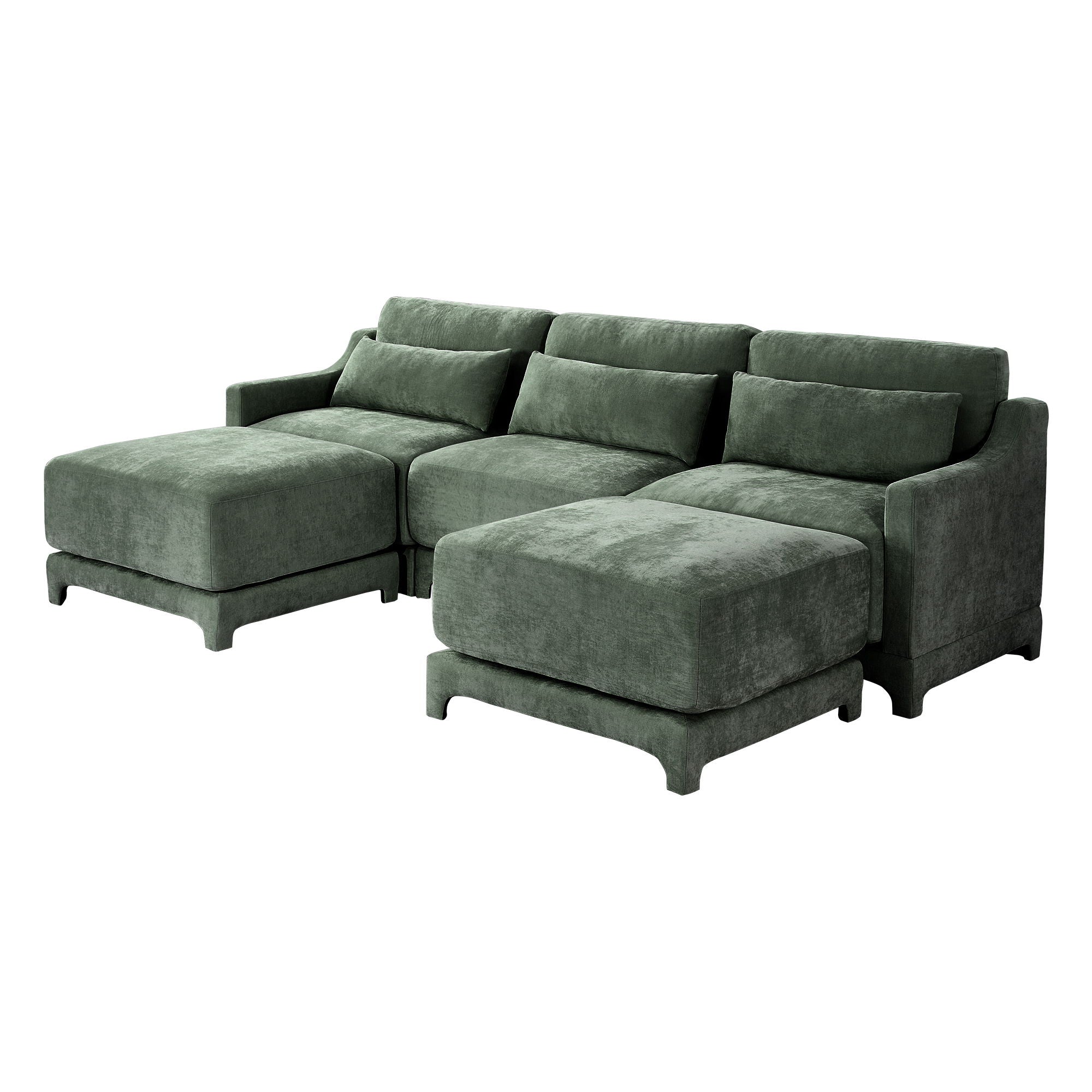 Stylish Sofa With Ottoman And Lumbar Pillows, Ergonomic Design