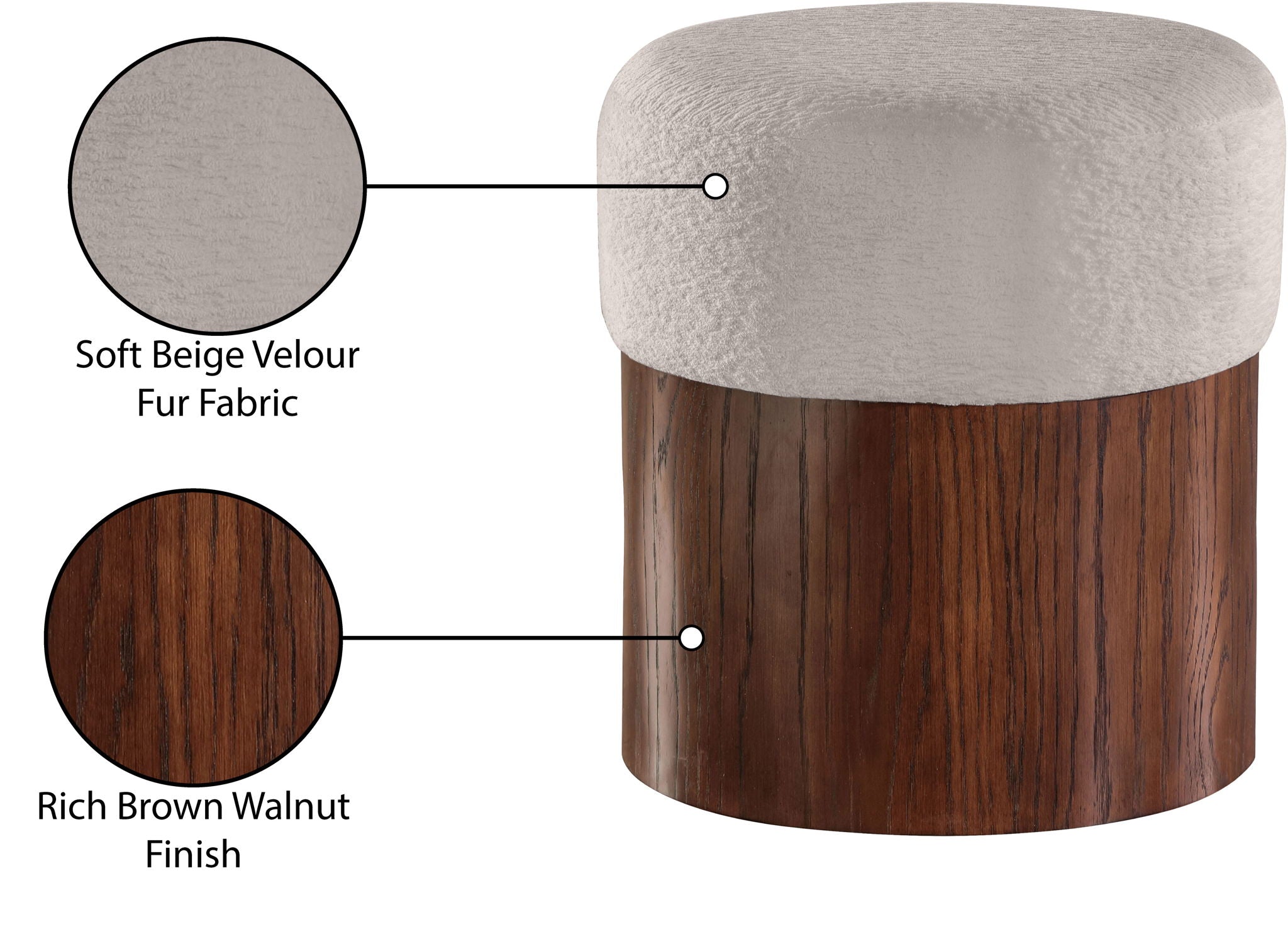 Nimes - Ottoman / Stool With Brown Base