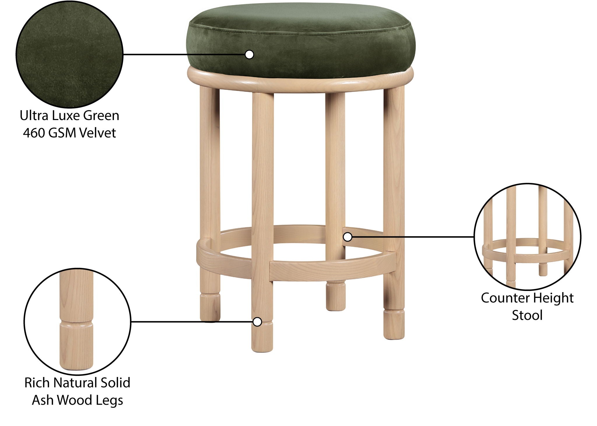 Monette - Counter Stool With Natural Base