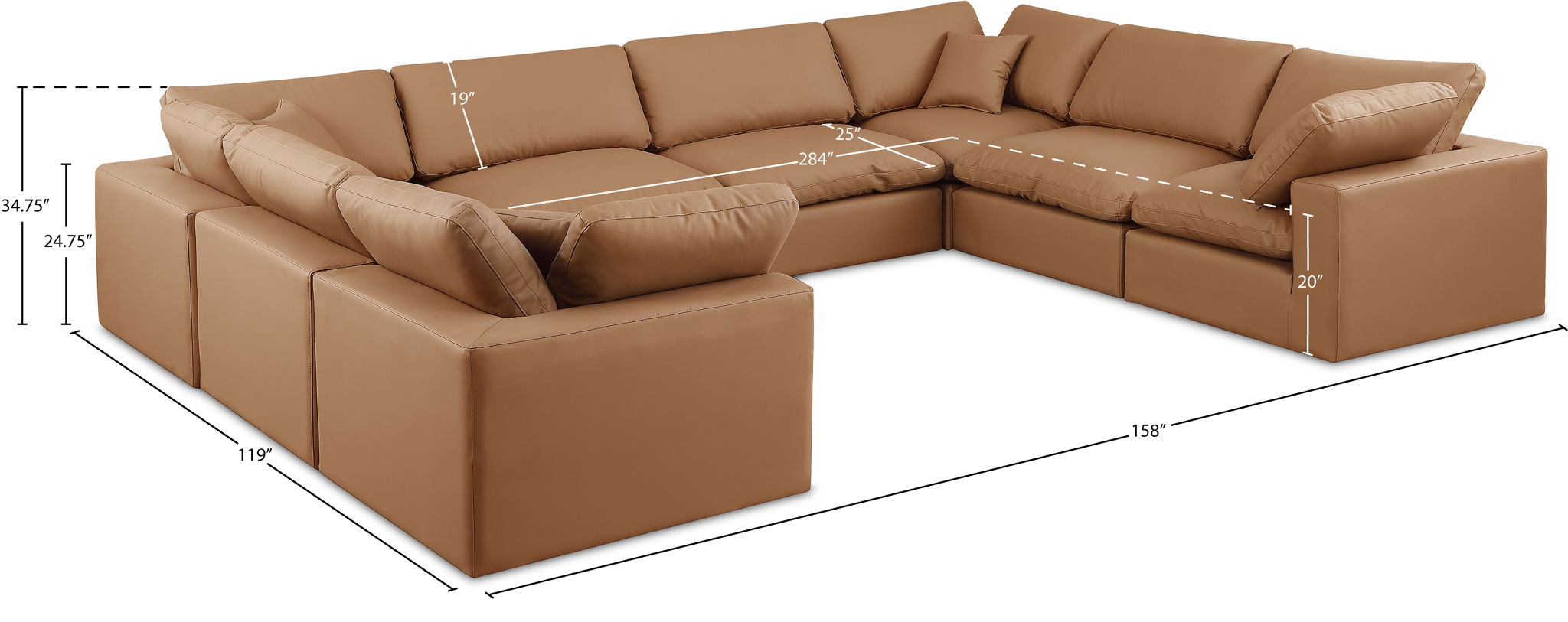 Comfy - 8 Piece Faux Leather Modular Sectional