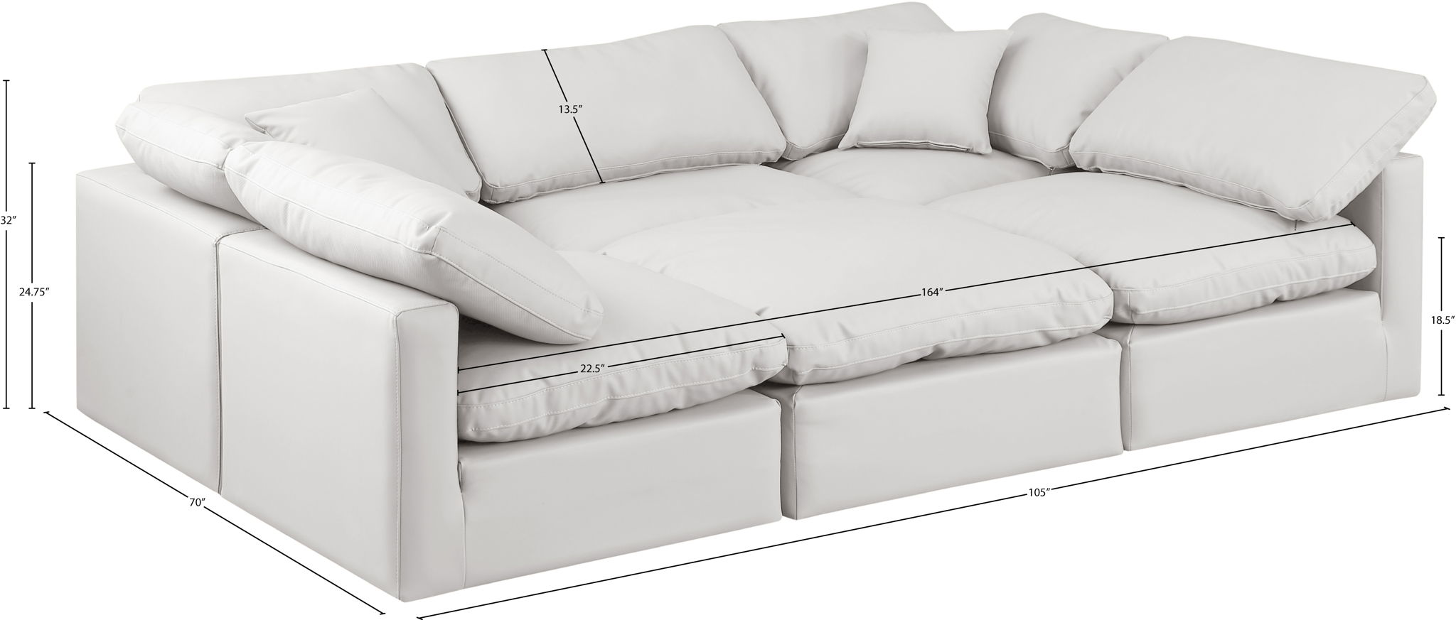 Indulge - Faux Leather 6 Piece Modular Sectional