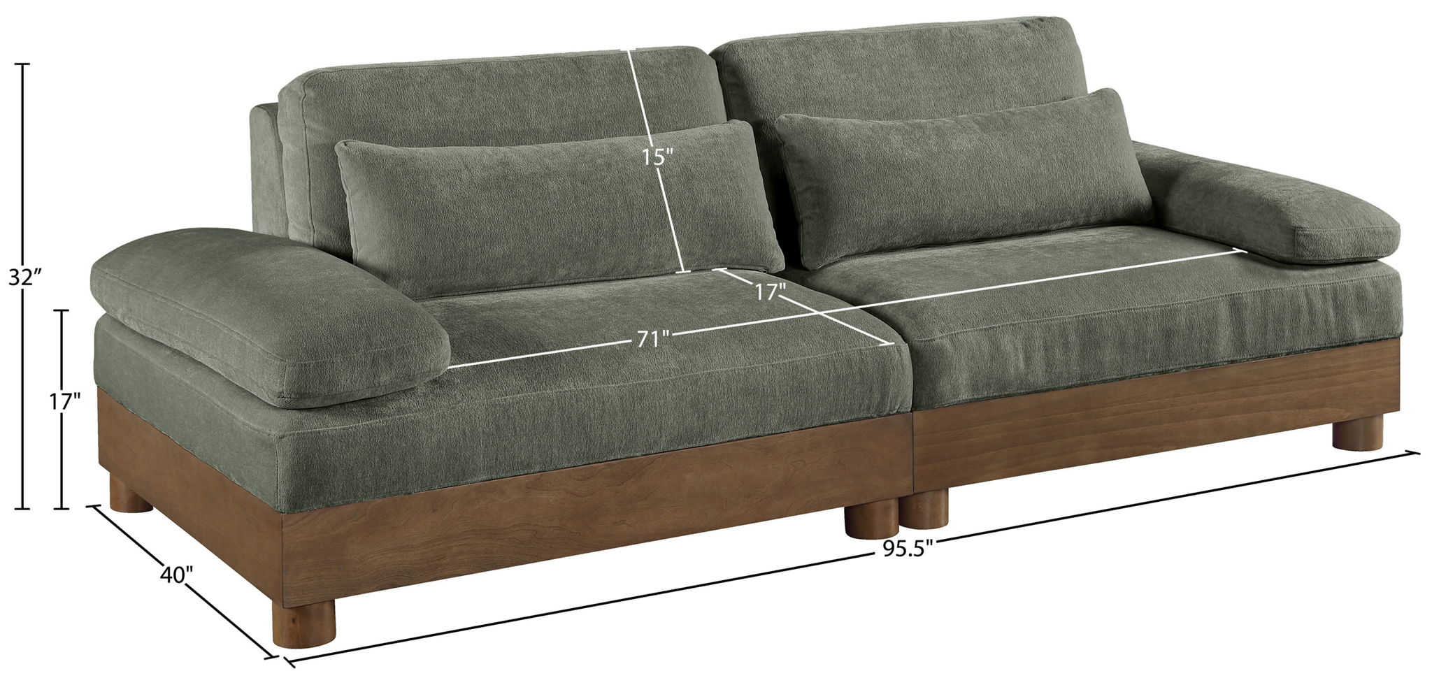 Turin - Chenille Fabric Upholstered Modular Sectional - Green