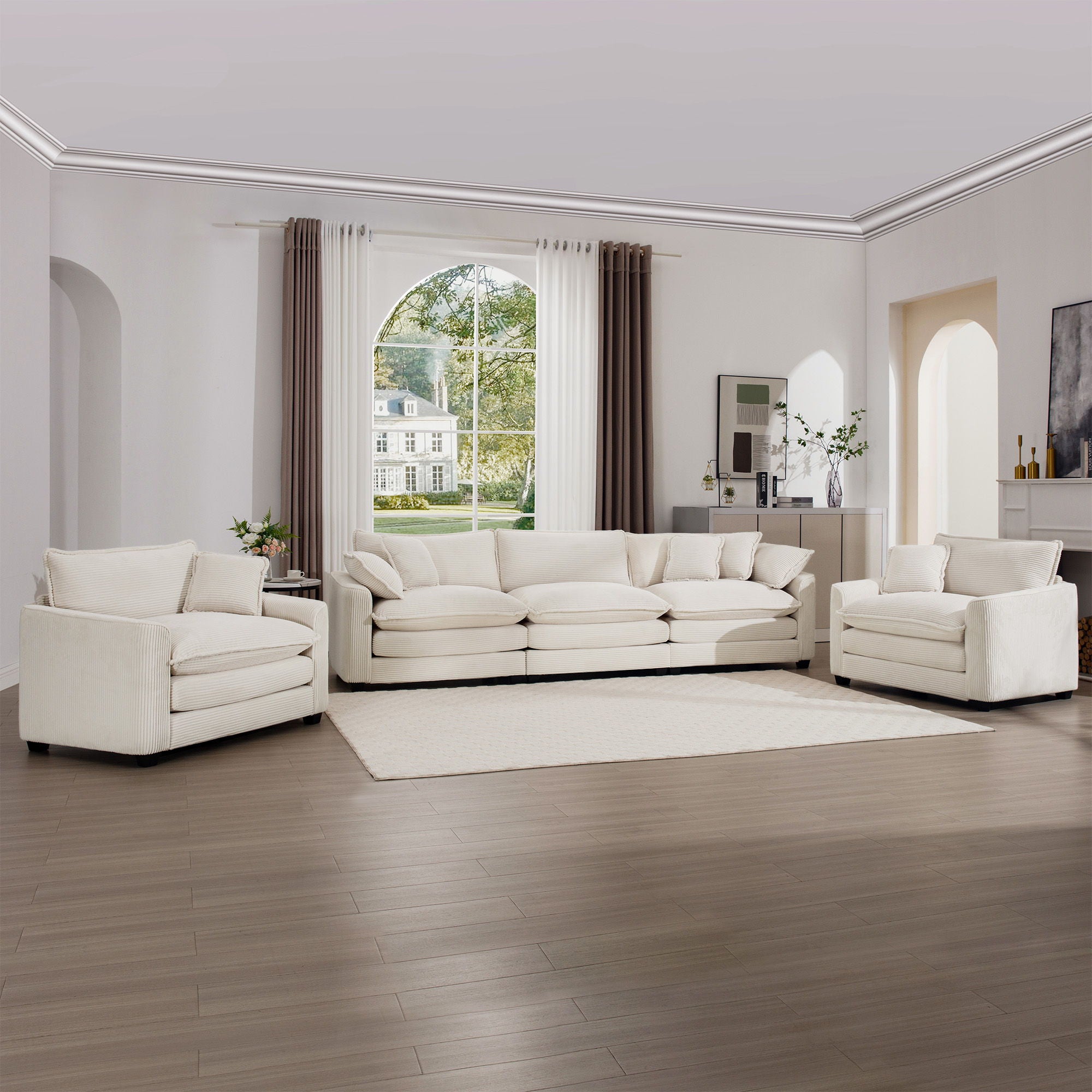 Elegant Oversized Sectional Sofa Set With Deep Seats And Flexible Layout