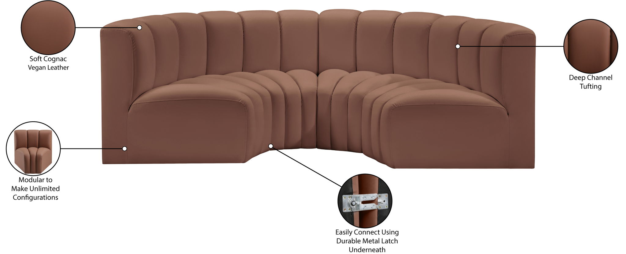 Arc - Faux Leather 4 Piece U-Shaped Modular Sofa