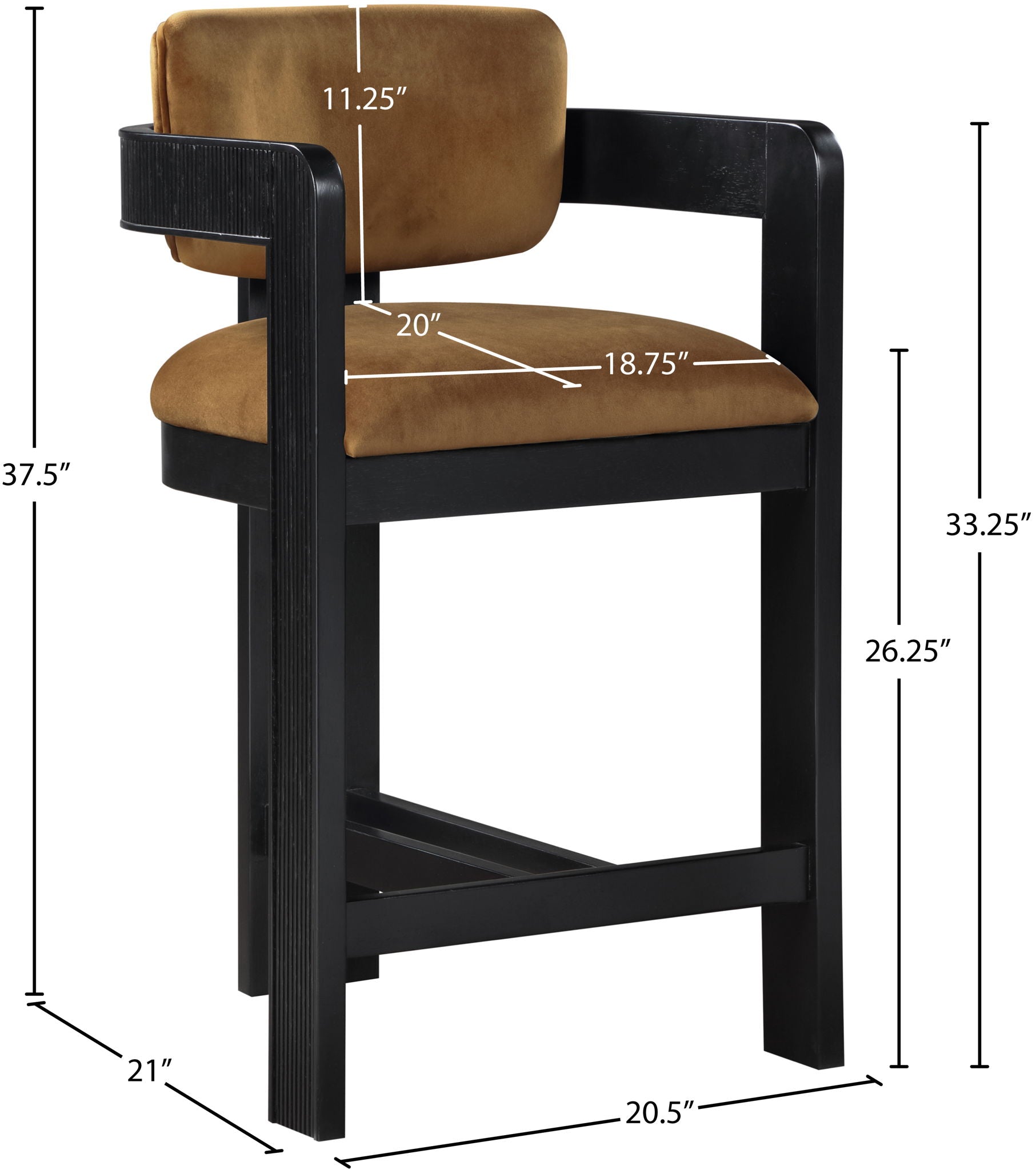Sacha - Velvet Stool With Black Base