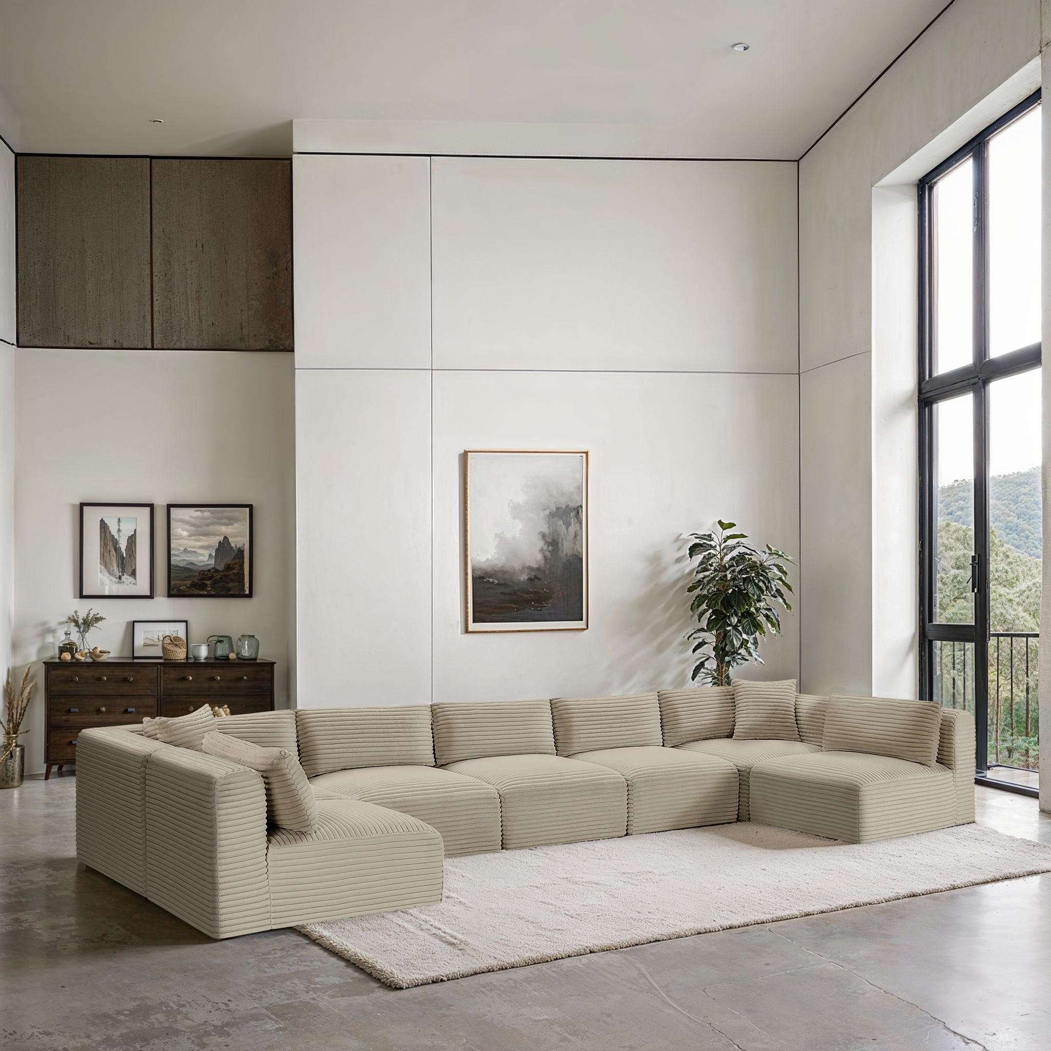 Shaggy - 7 Piece Modular U-Shaped Armless Sectional