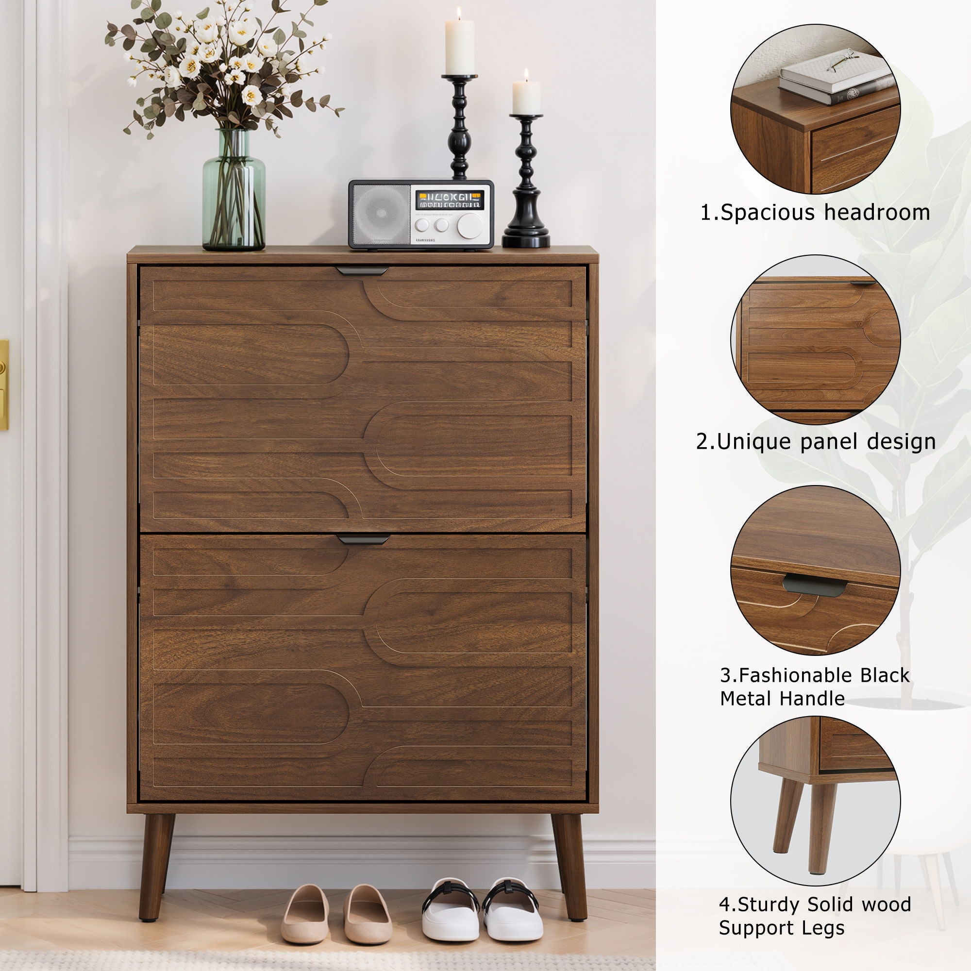 Medieval - Independent Shoe Cabinet With 2 Flip Drawers