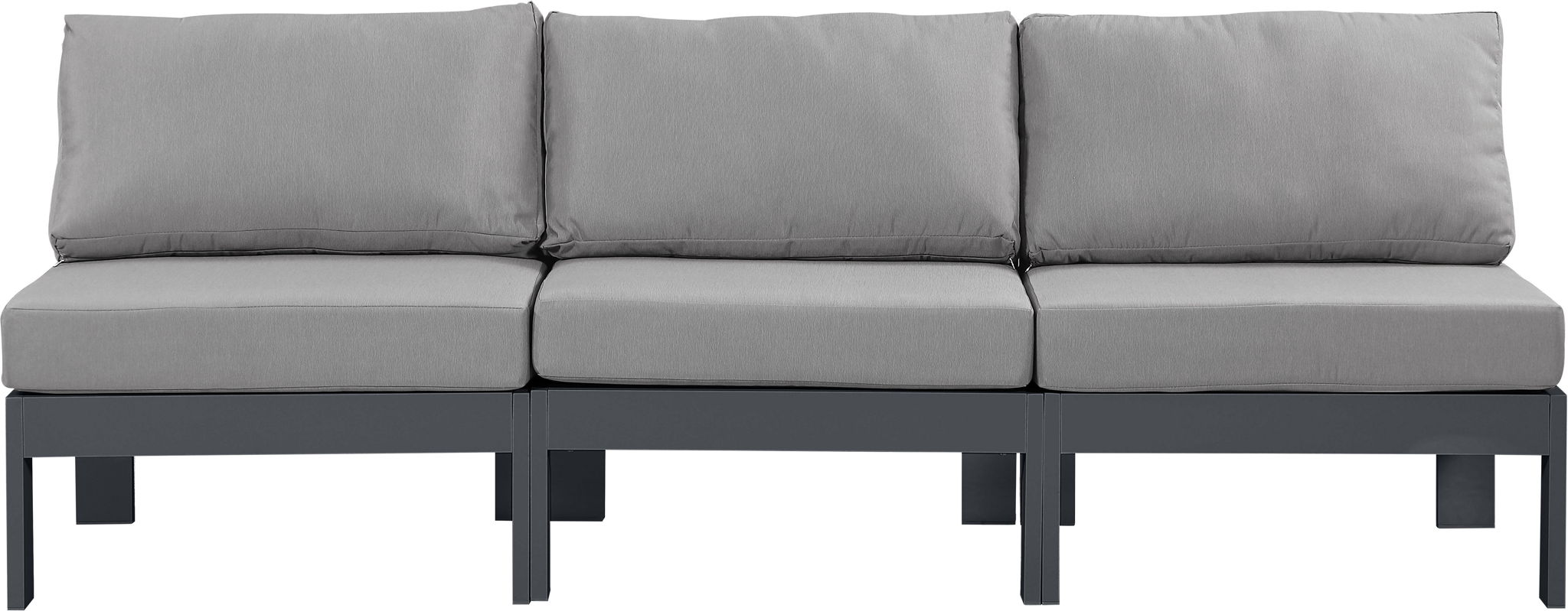 Nizuc - Outdoor Patio 3 Seat Armless Modular Sofa With Gray Frame