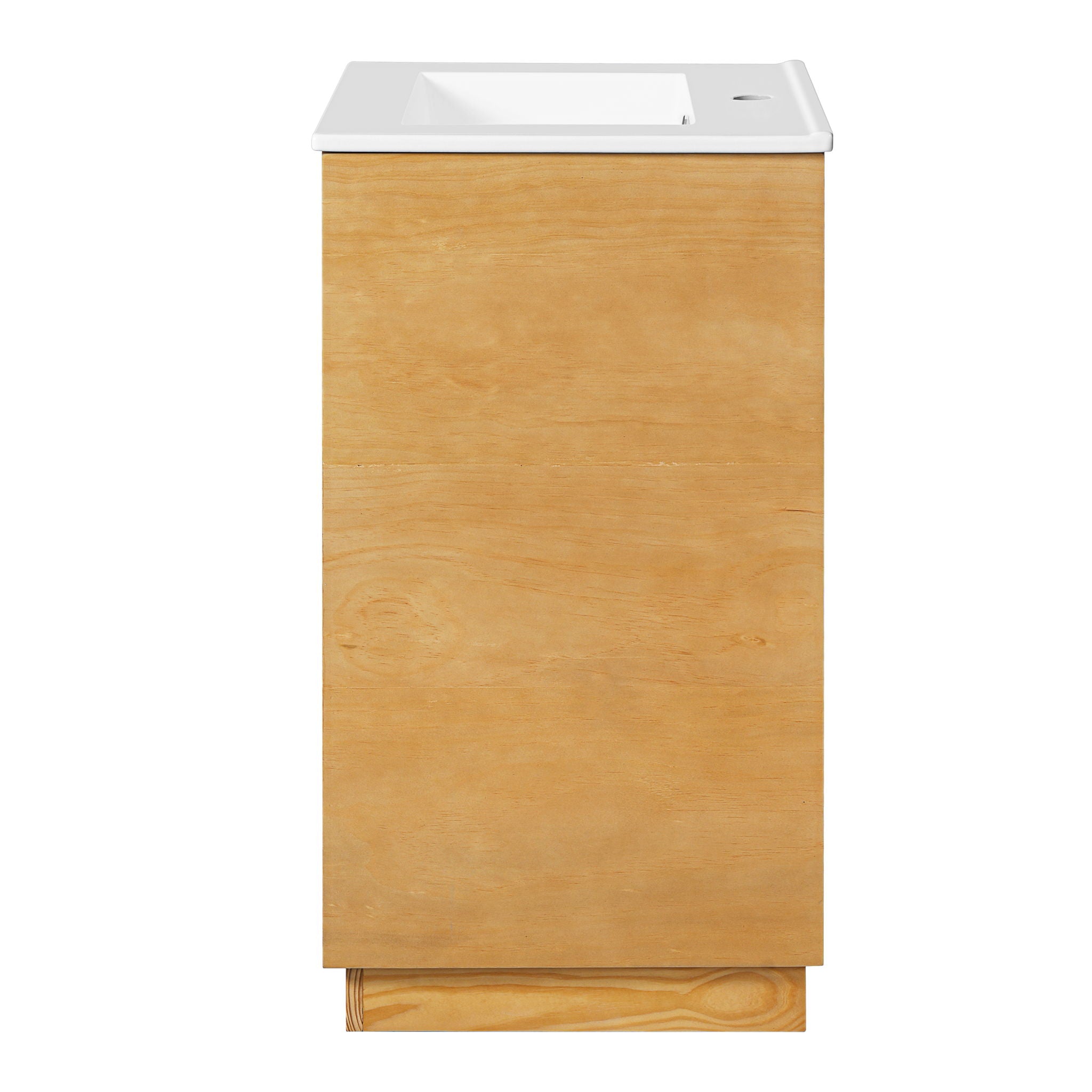 Bathroom Vanity With Sink, Freestanding Single Cabinet With Soft Closing Door And Adjustable Shelf - Natural Wood