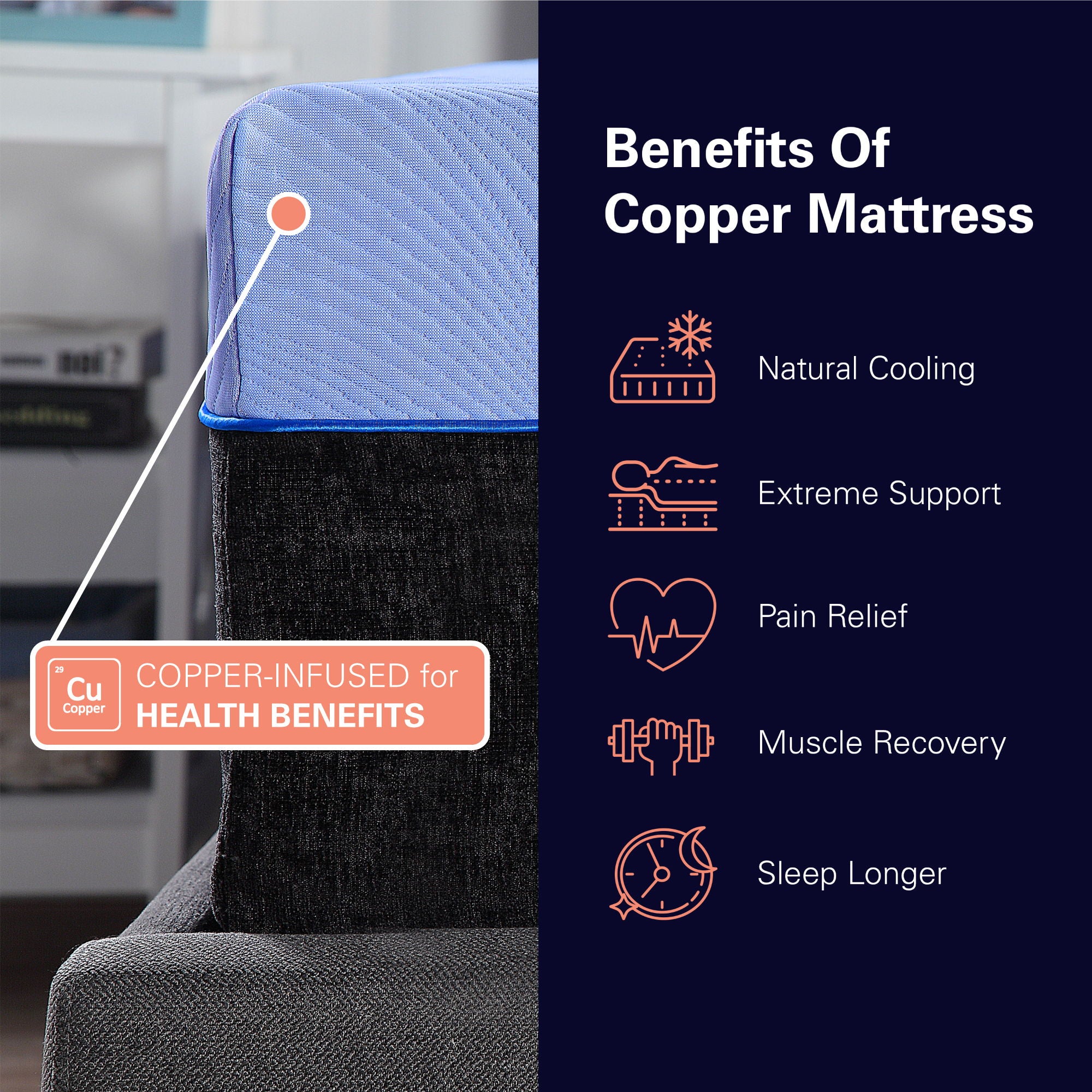 Refresh - 12" Flex Head Latex Foam Hybrid Mattress And Adjustable Base Bundle - Blue - King
