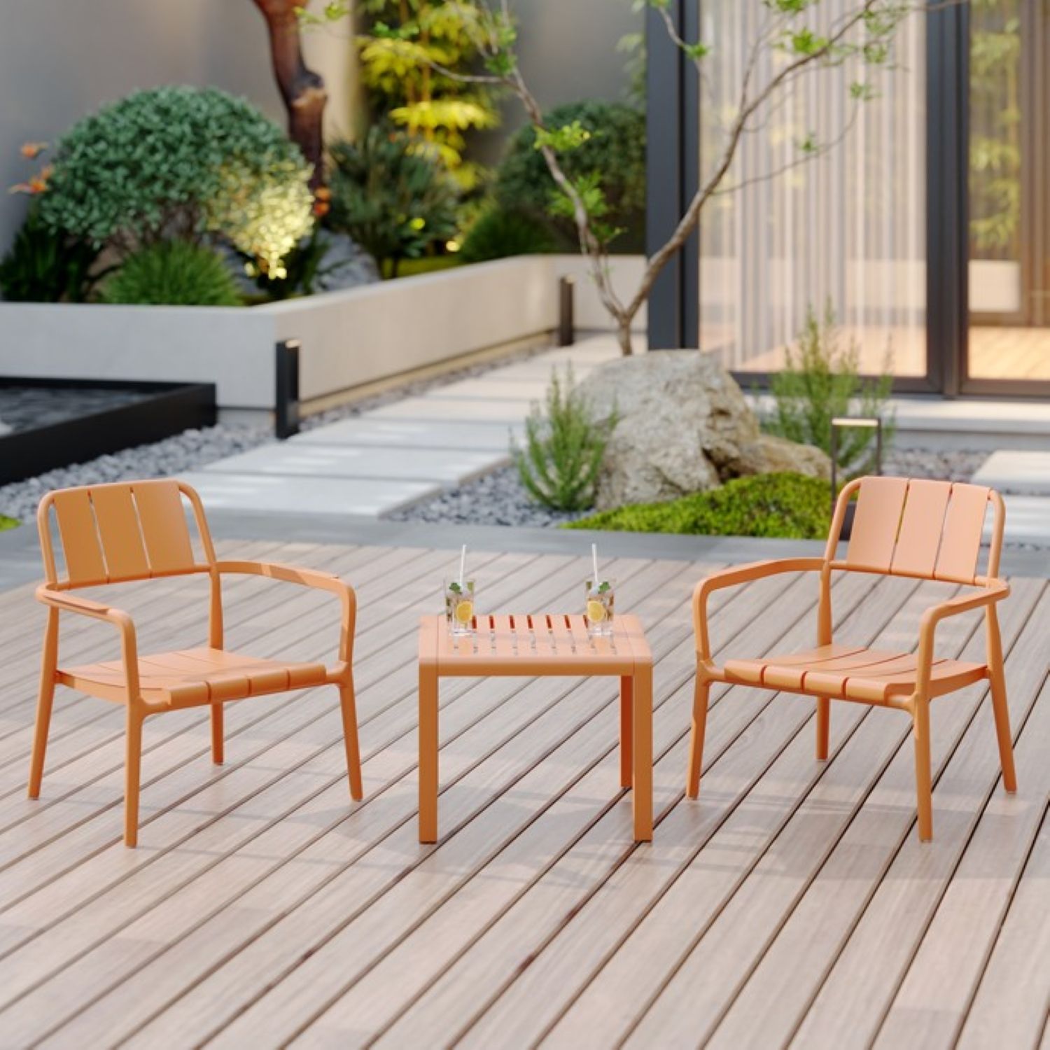 3 Piece Indoor / Outdoor Leisure Table And Chair Set