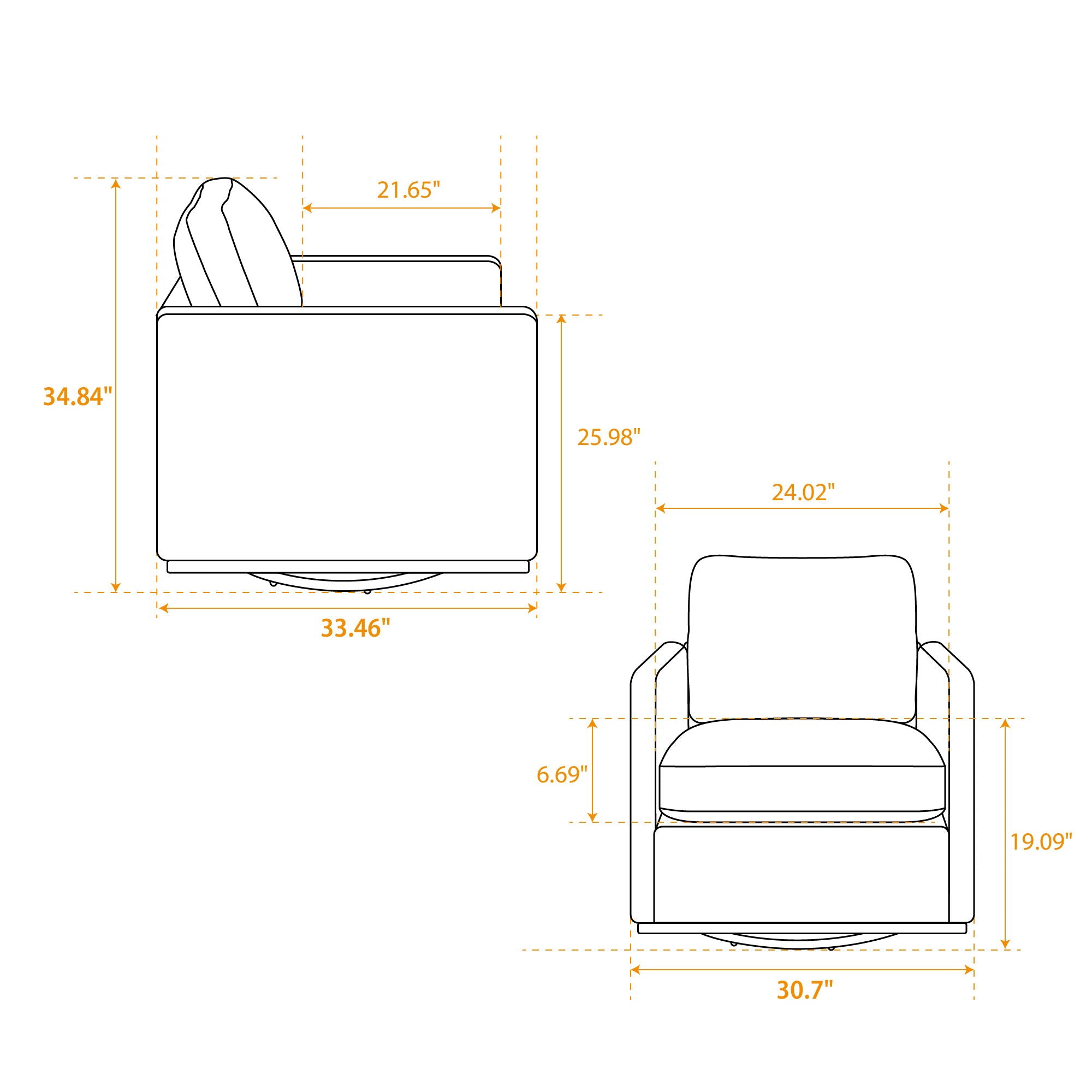 Modern Upholstered Square Swivel Accent Chair With 360 Degree Rotation