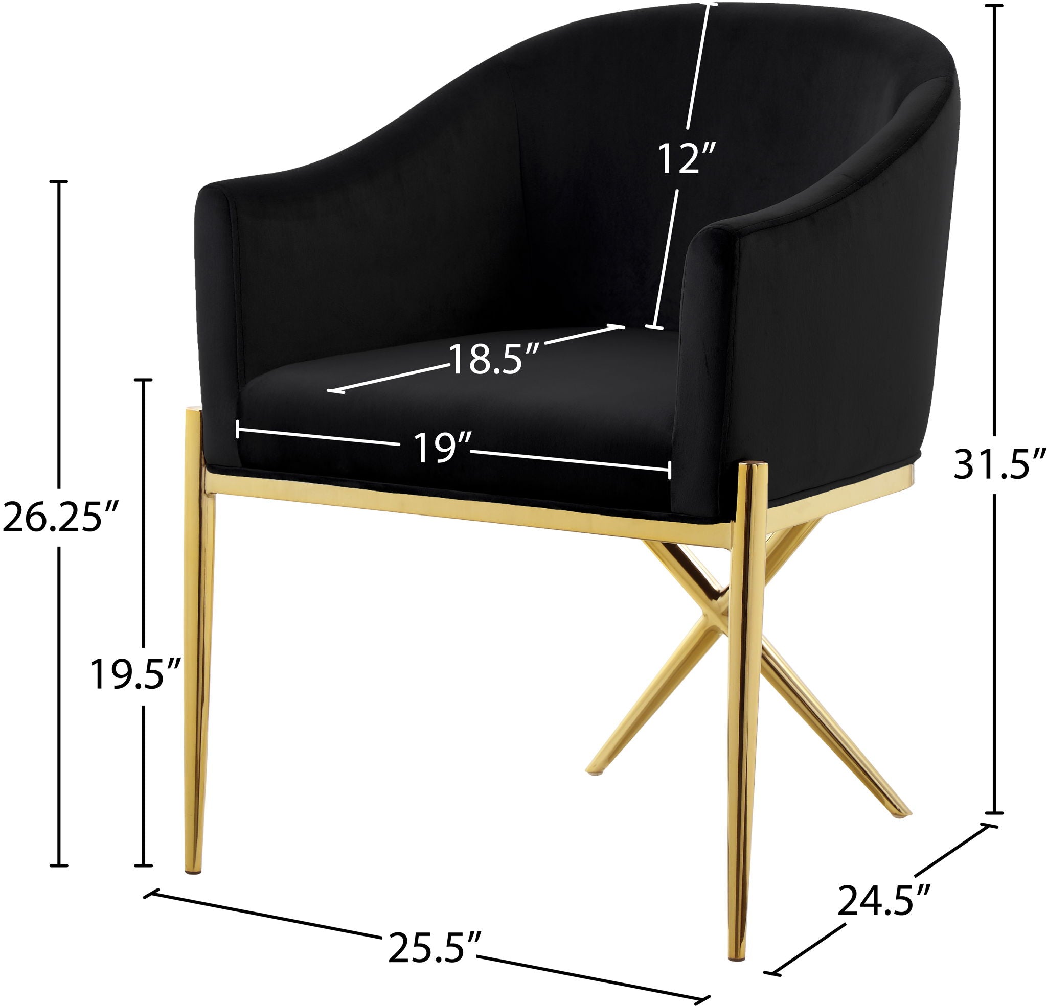 Xavier - Dining Chair with Gold Legs