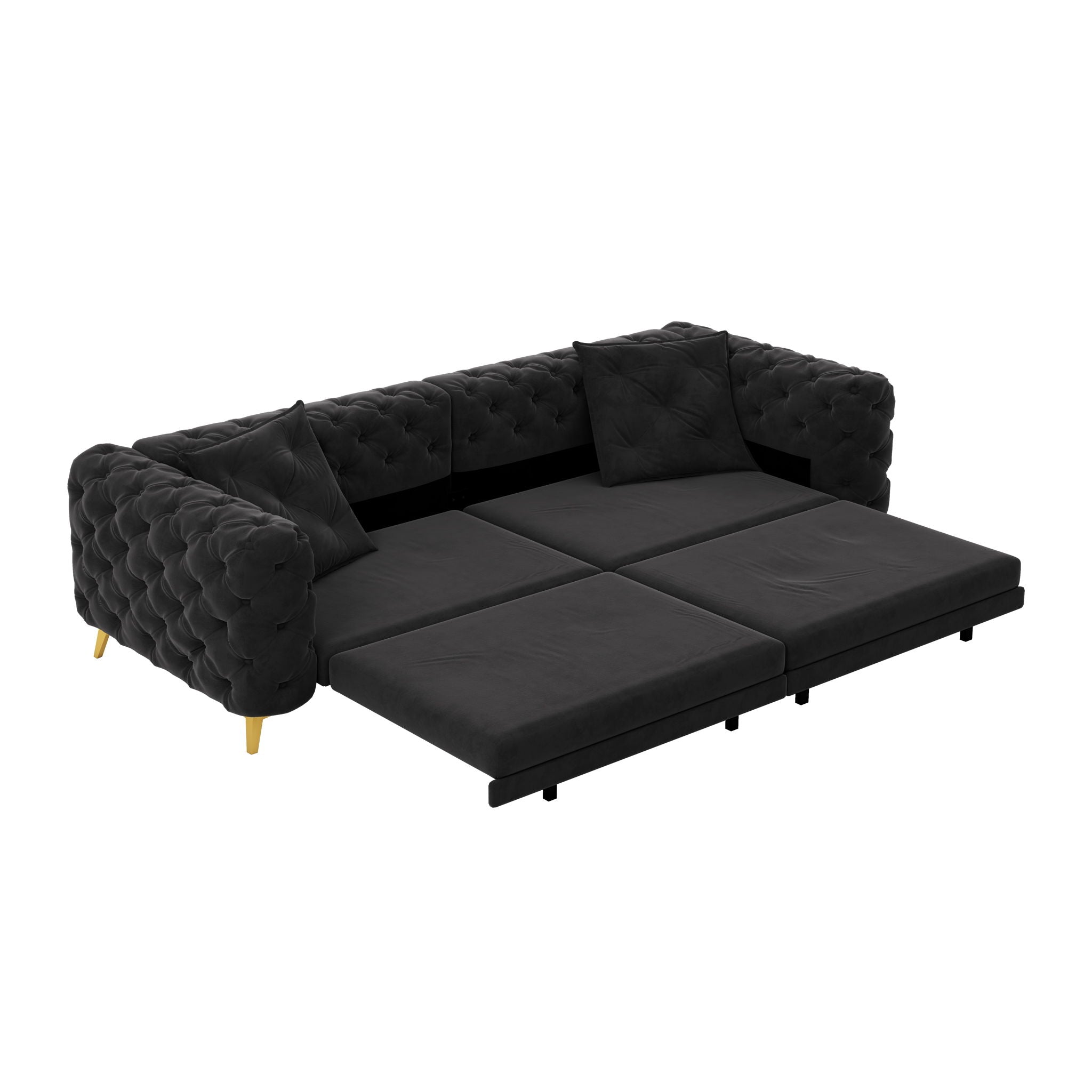 3 In 1 Convertible Sleeper, Deep Seat Pull Out Sofa Bed, Button Tufted