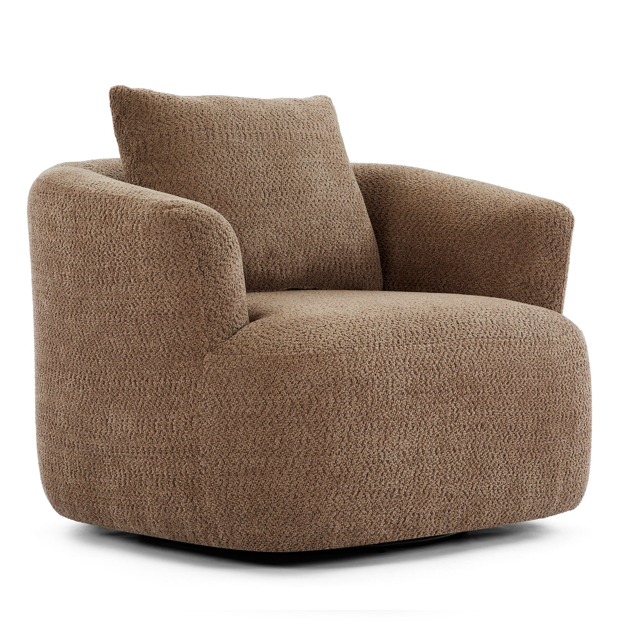 360° Swivel Barrel Sofa Chair With Throw Pillow, Upholstered Accent Chair