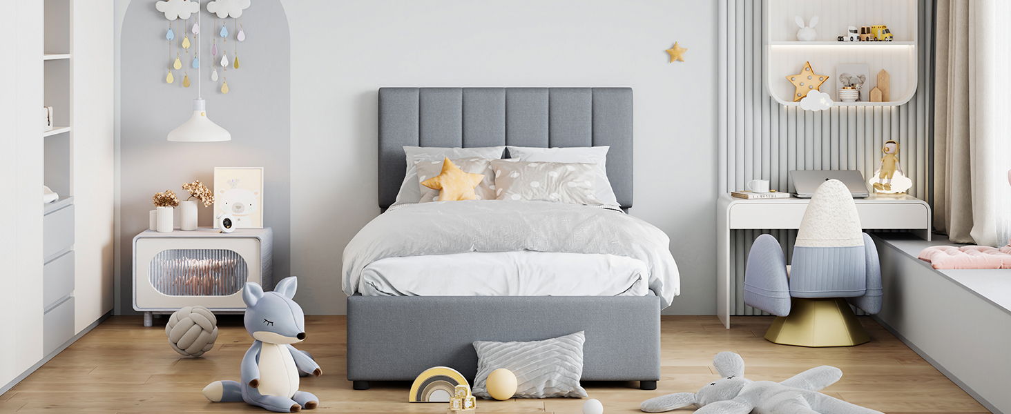 Upholstered Platform Bed With A Hydraulic Storage System