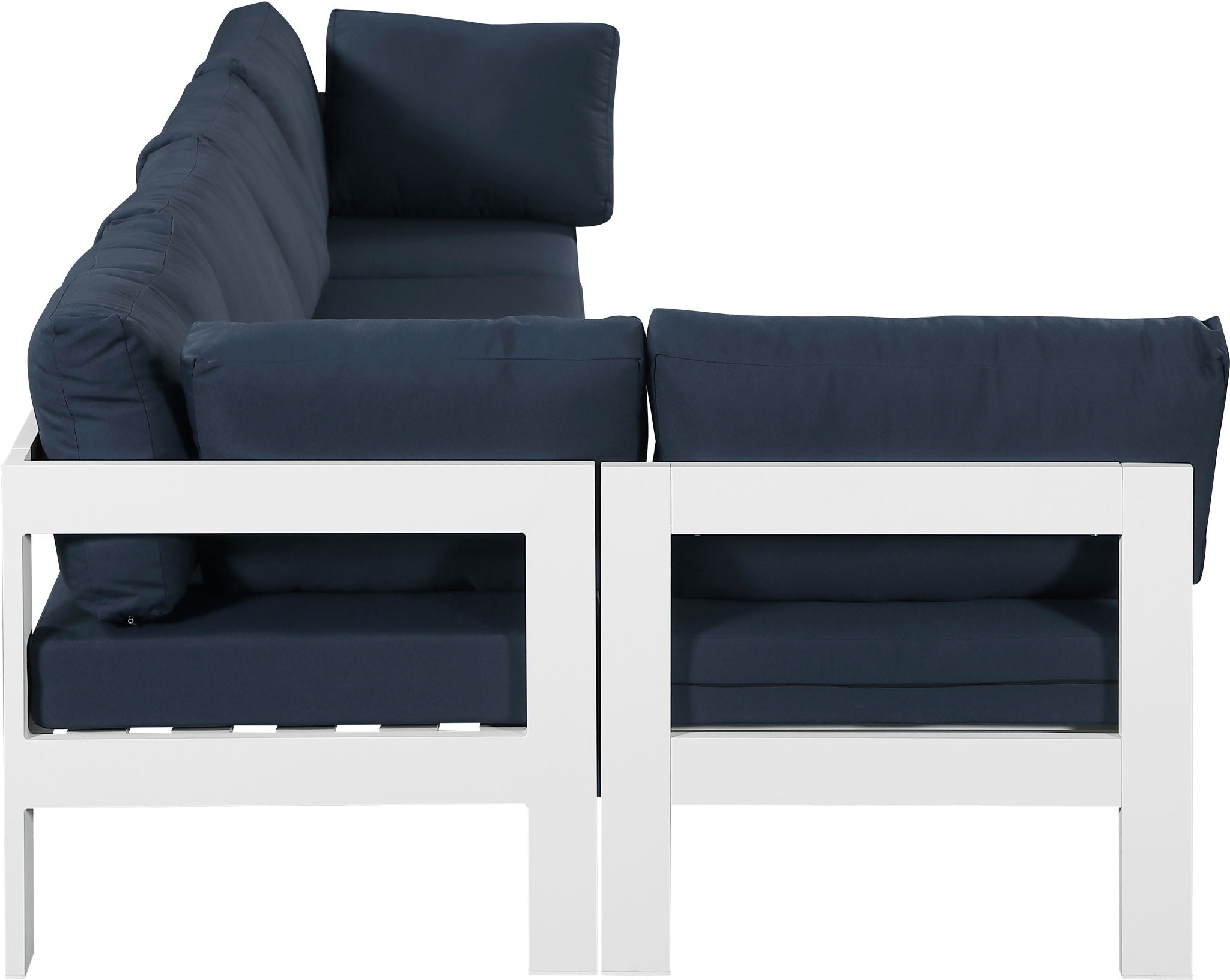 Nizuc - Outdoor Patio 5 Piece Modular Sectional With White Frame