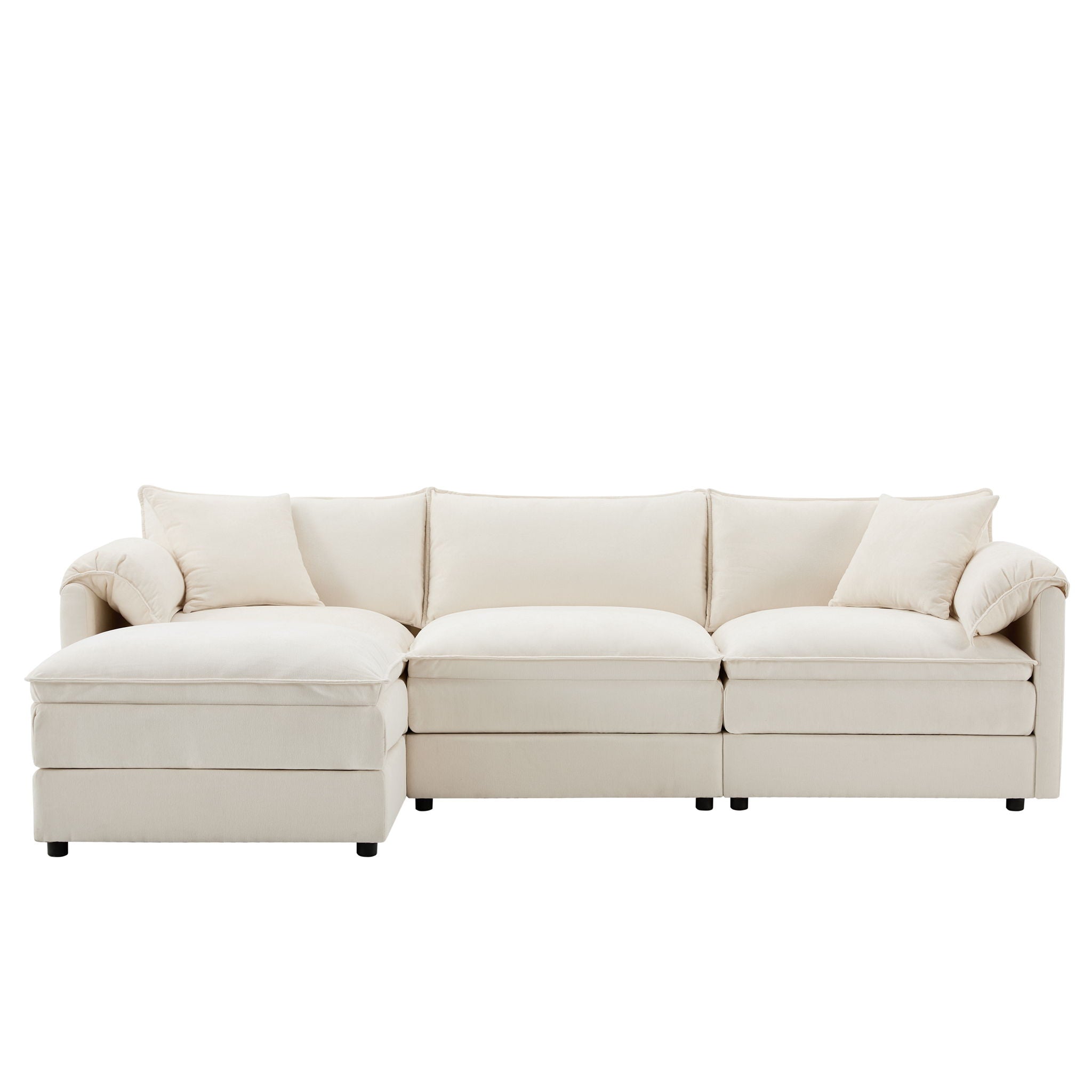 Modular Sectional With Deep And Wide Seat, Cloud Couch Set With Double Cushions Sofa With Movable Ottoman