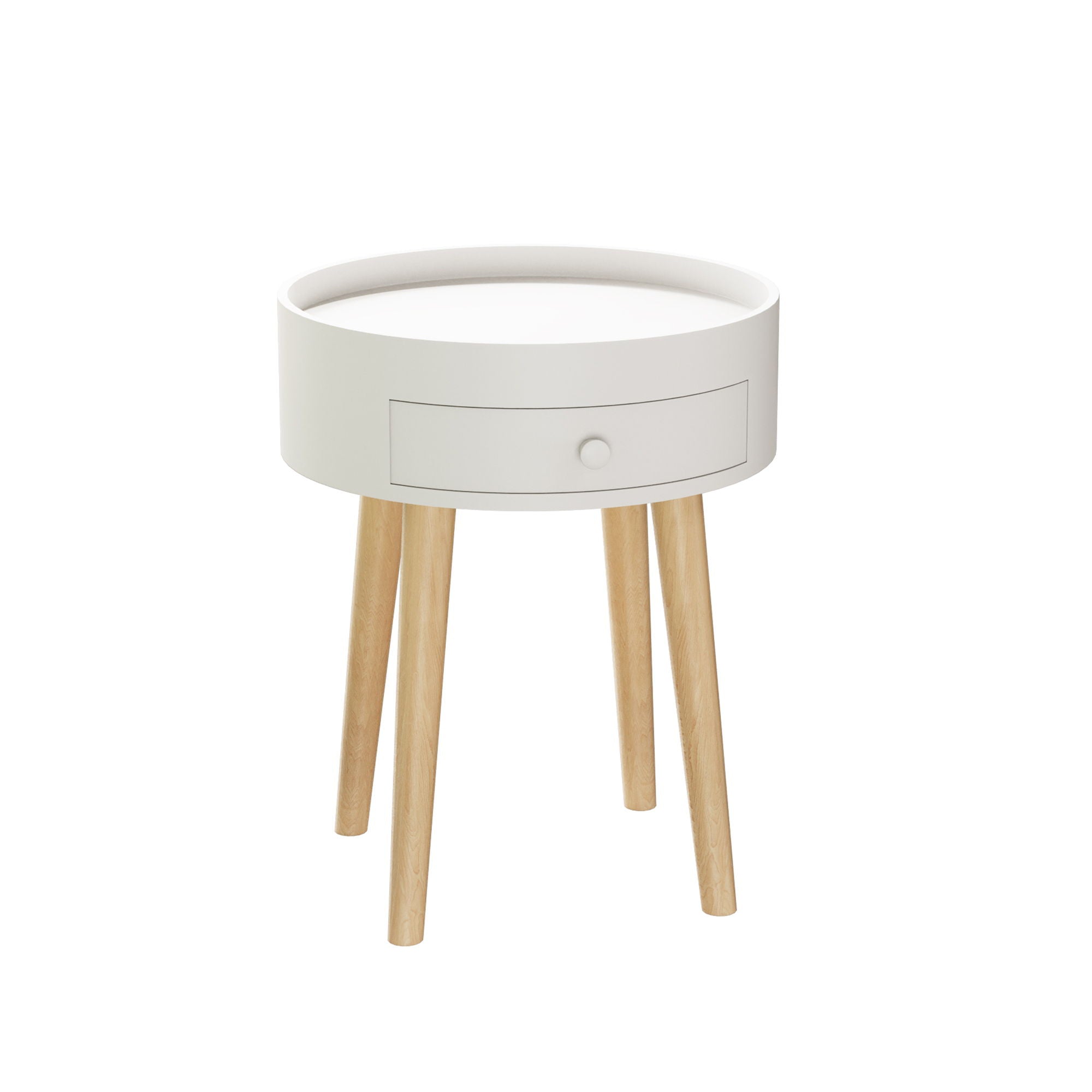 Nightstand With Storage Drawer, Bedside Table For Bedroom - White