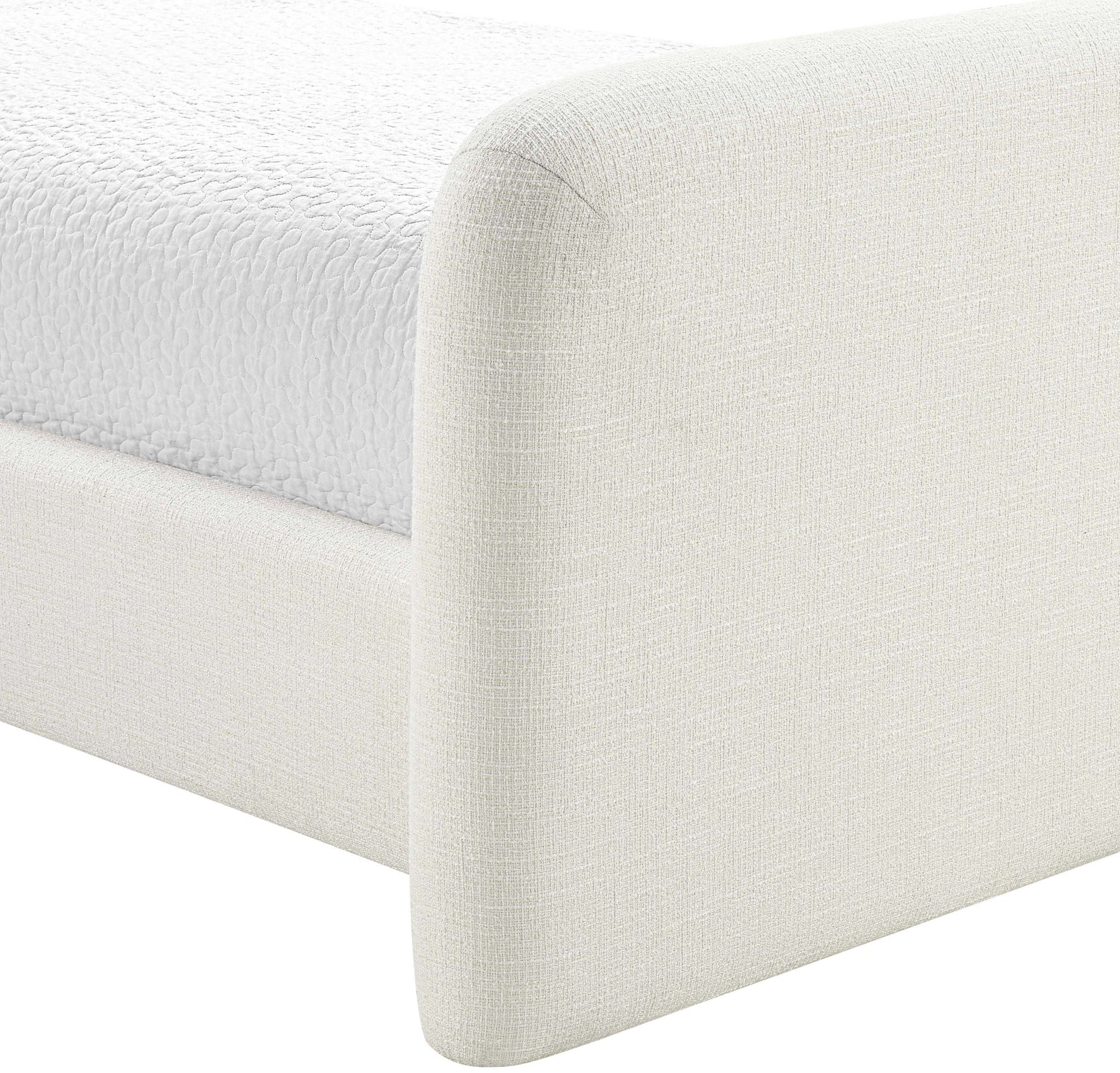 Fira - Linen Textured Fabric Upholstered Bed