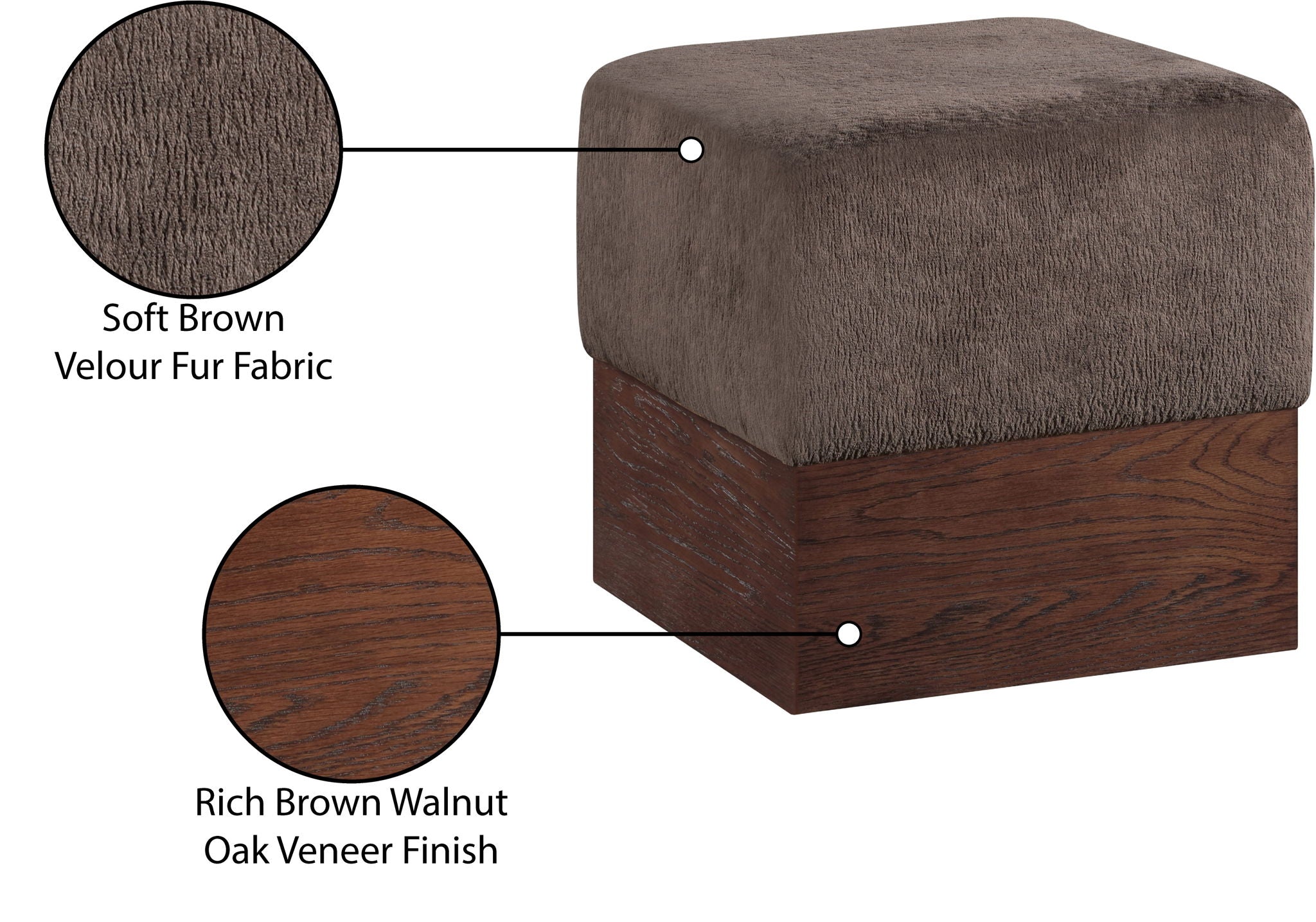 Havre - Ottoman / Stool With Brown Base
