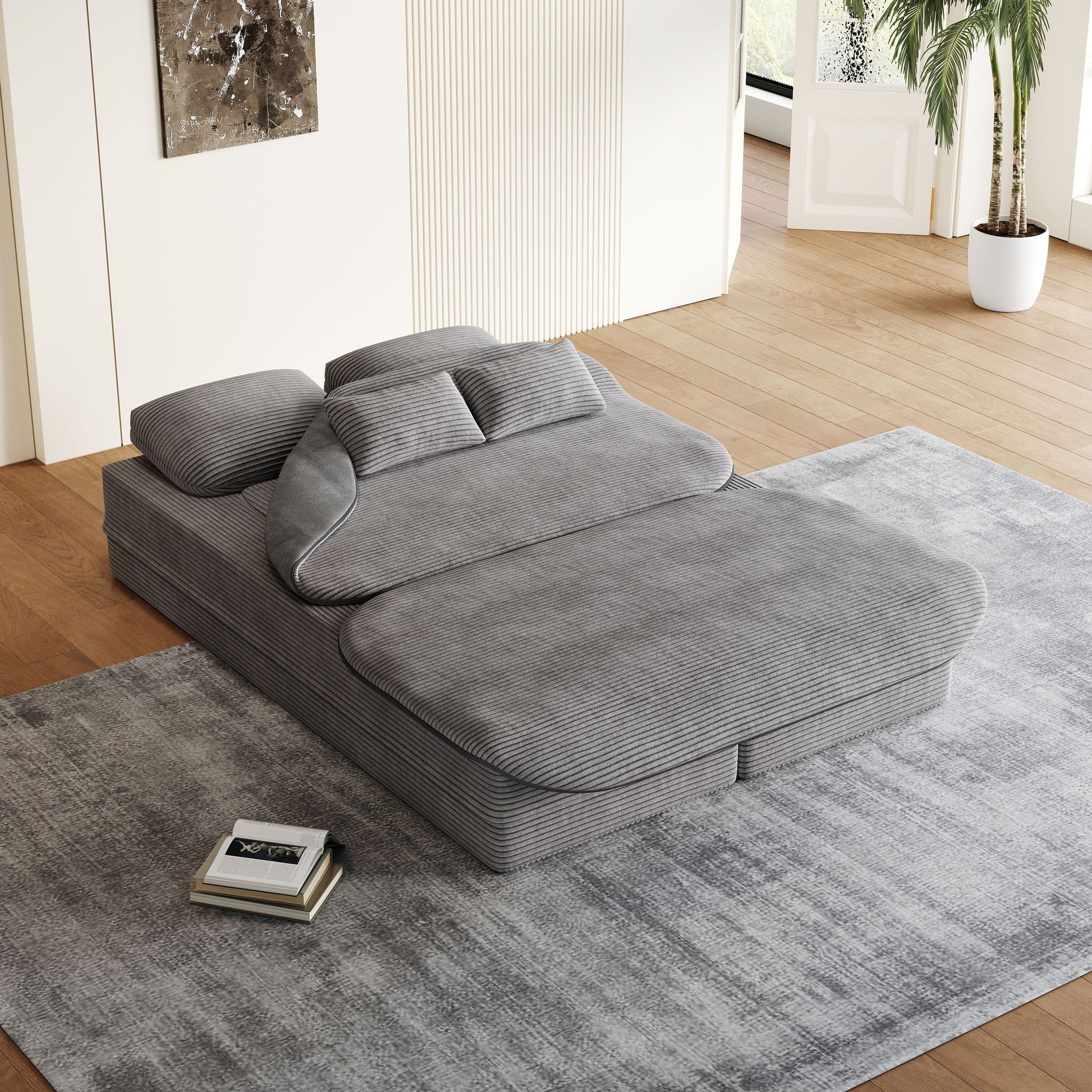 2 In 1 Foldable Sofa Bed With Multi Functional Blanket