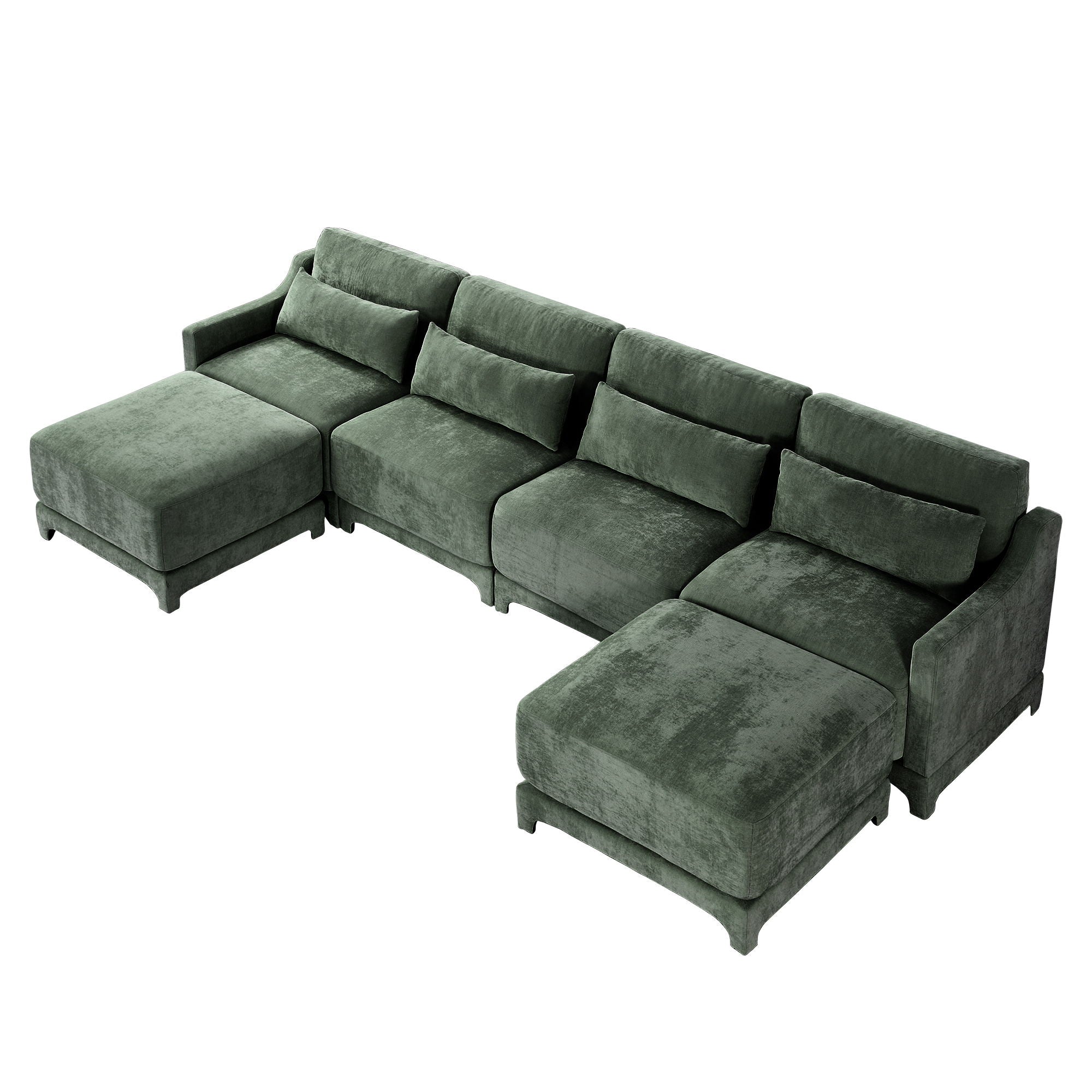 Stylish Sofa With Ottoman And Lumbar Pillows, Ergonomic Design