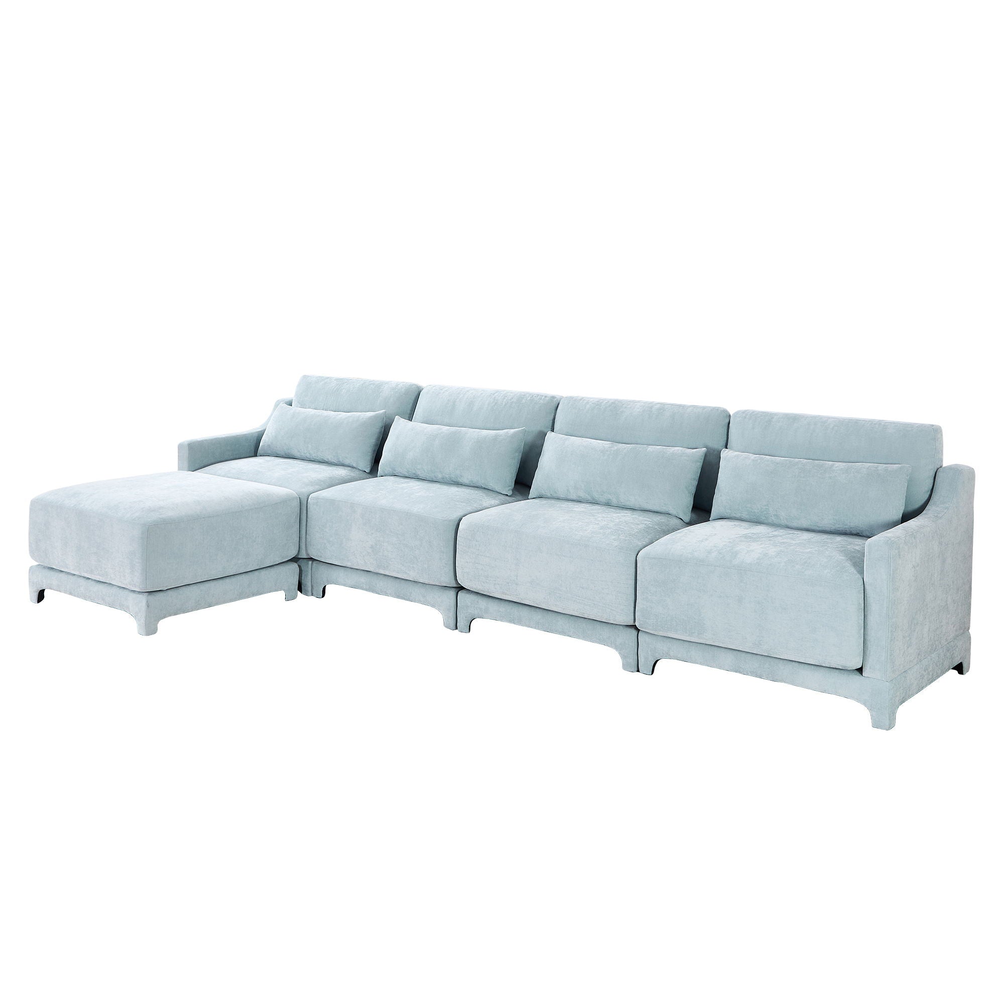 Stylish Sofa With Ottoman And Lumbar Pillows, Ergonomic Design